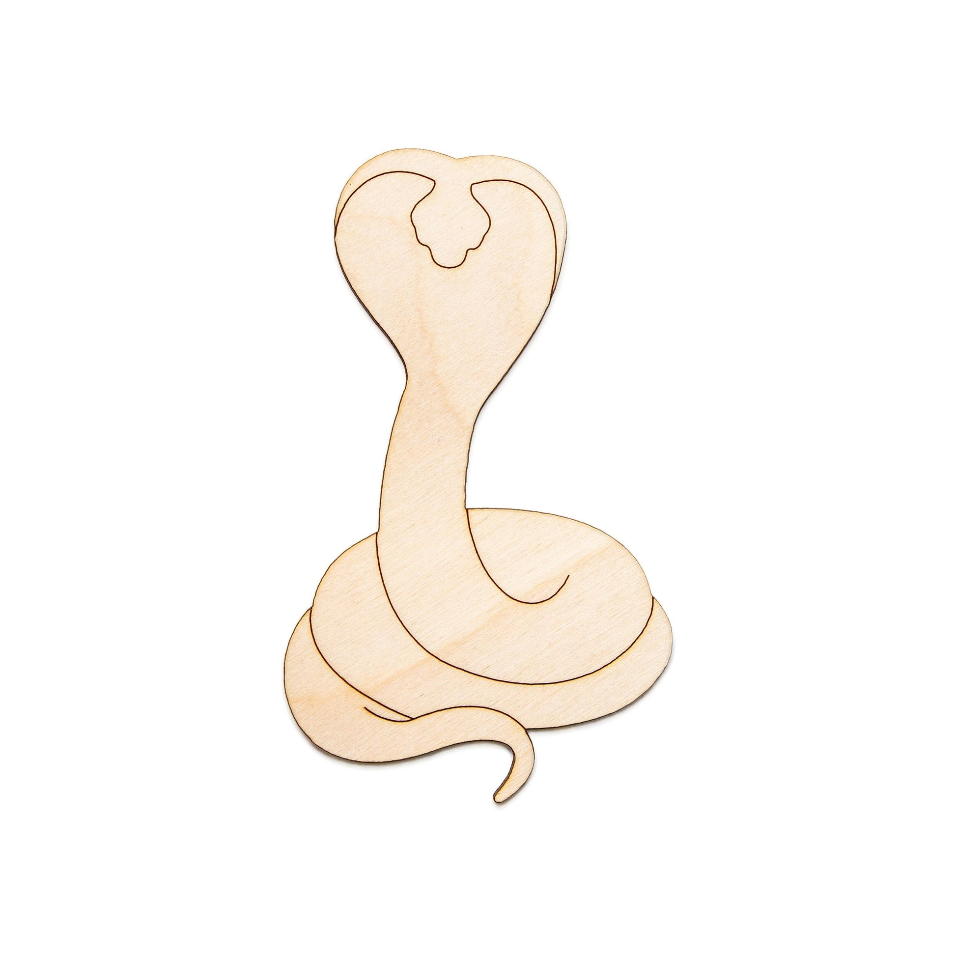 Cobra Snake Detailed Wood Cutout - Laser Cut Unfinished Craft Shape - Multiple Sizes