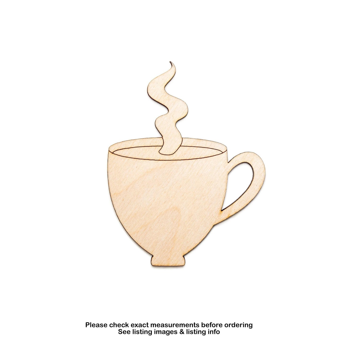 Tea Cup Wood Cutout - Laser Cut Unfinished Craft Shape - Multiple Sizes