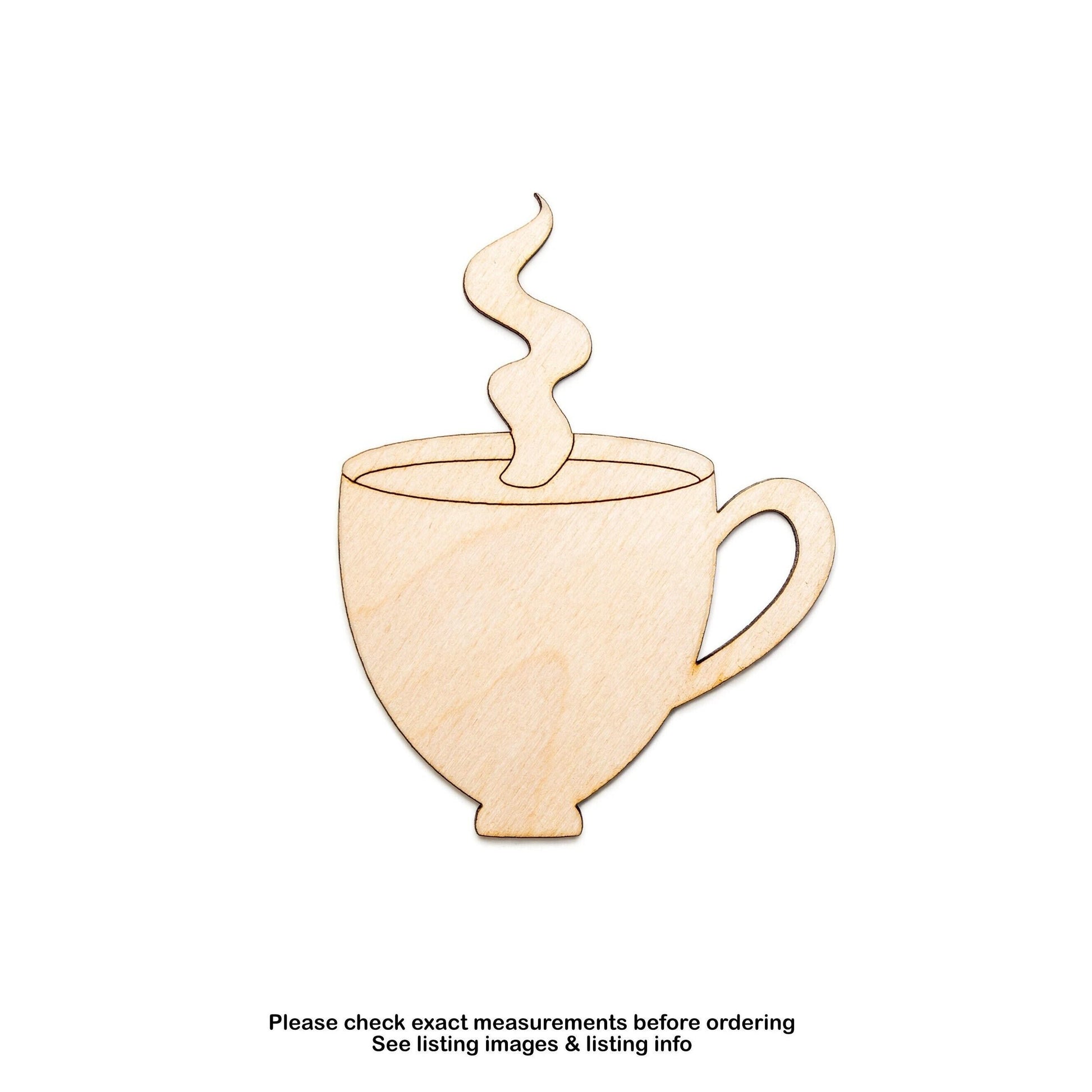 Tea Cup Wood Cutout - Laser Cut Unfinished Craft Shape - Multiple Sizes