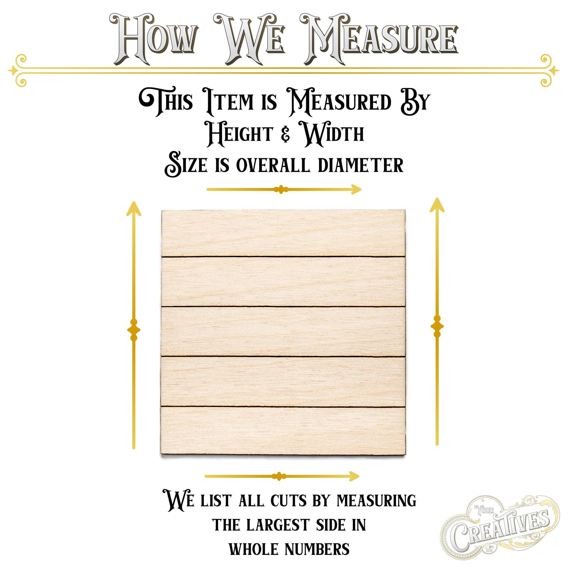 Square Shiplap Style Wood Cutout - Laser Cut Unfinished Craft Shape - Multiple Sizes