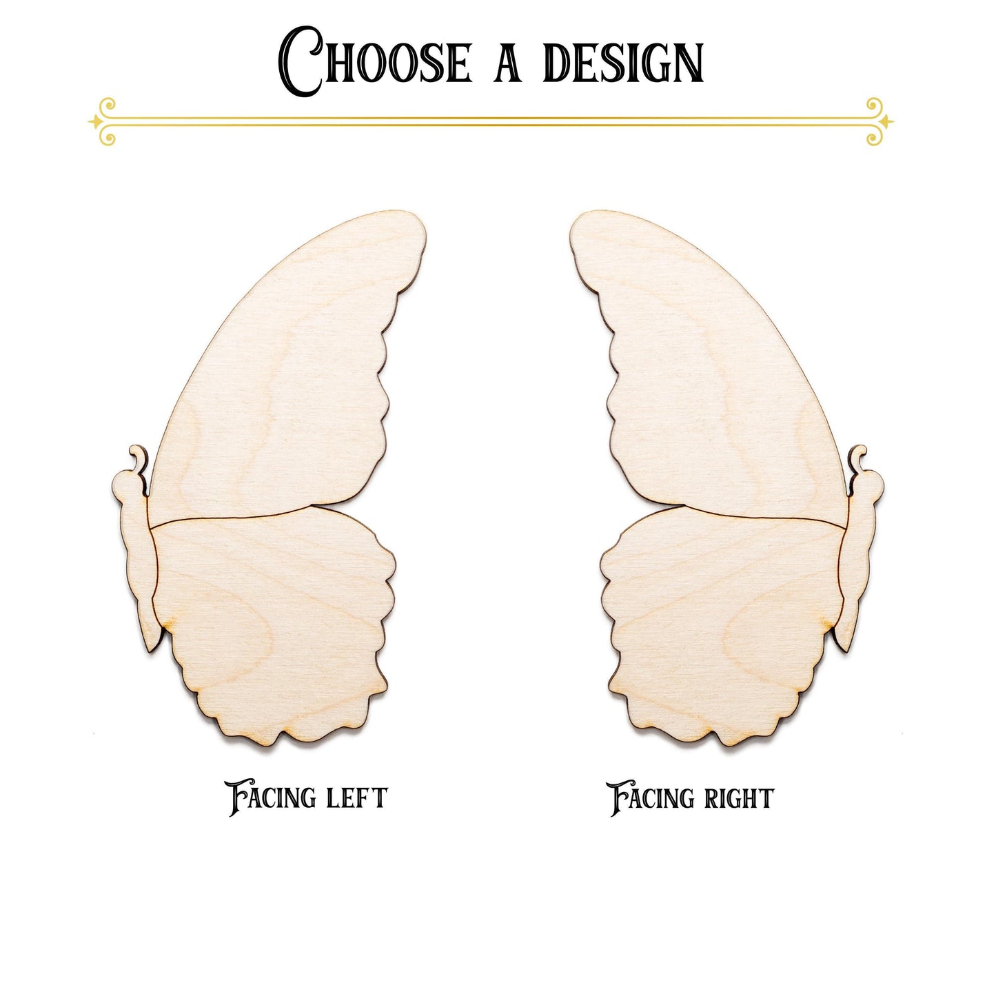 Butterfly Side Profile Blank Wood Cutout - Laser Cut Unfinished Craft Shape - Multiple Sizes