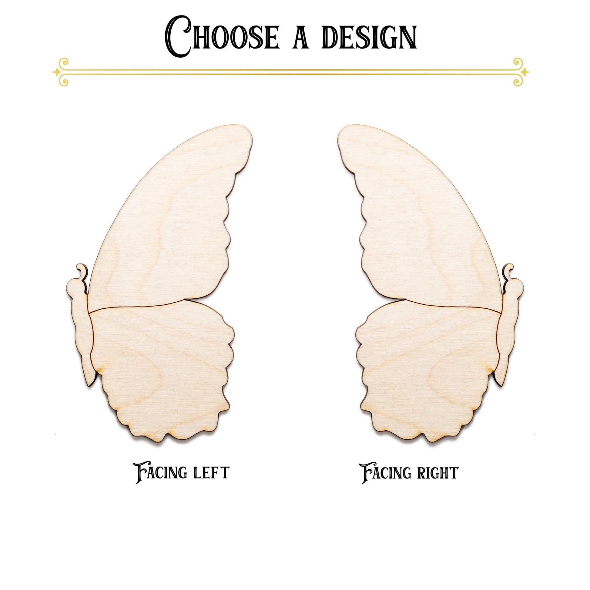 Butterfly Side Profile Blank Wood Cutout - Laser Cut Unfinished Craft Shape - Multiple Sizes