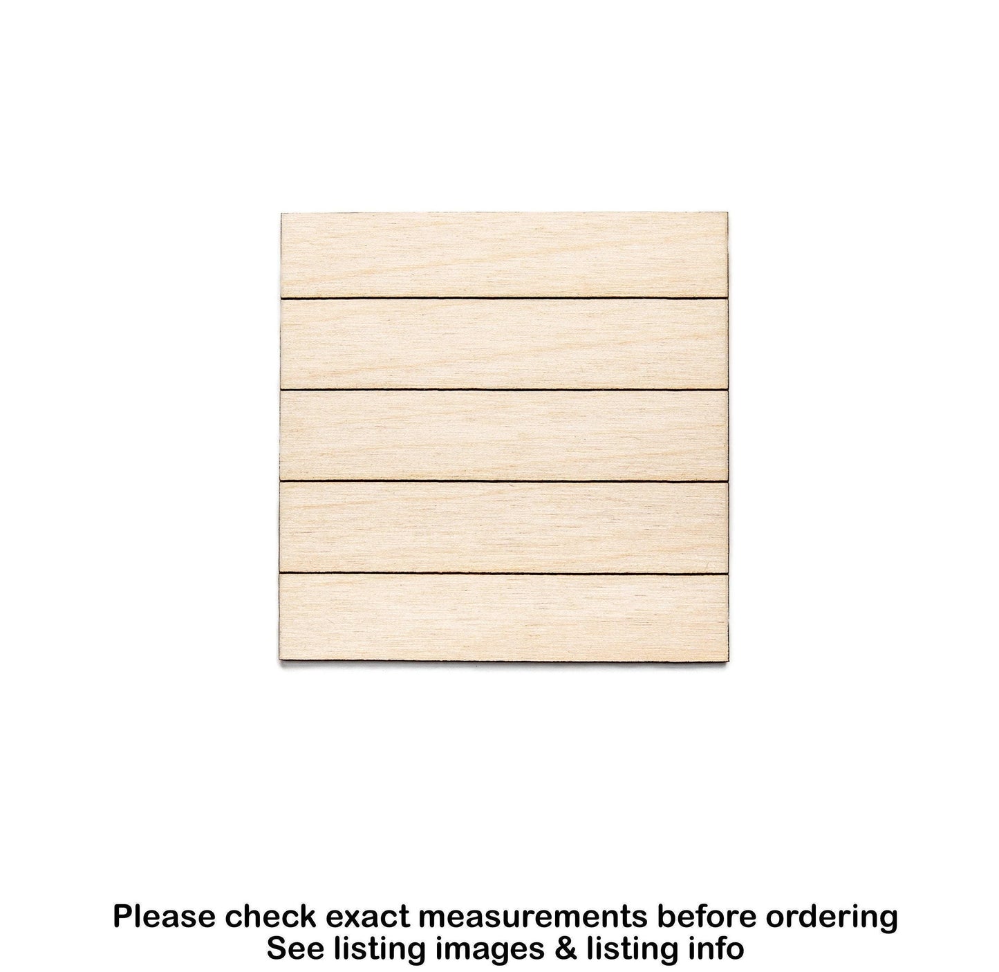 Square Shiplap Style Wood Cutout - Laser Cut Unfinished Craft Shape - Multiple Sizes
