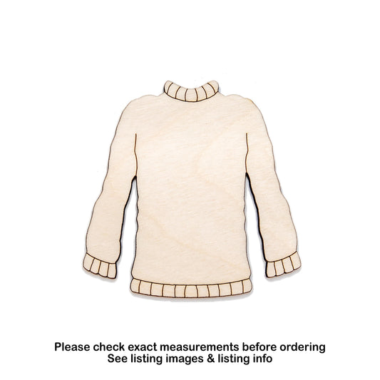 Ugly Sweater Detailed Wood Cutout - Laser Cut Unfinished Craft Shape - Multiple Sizes