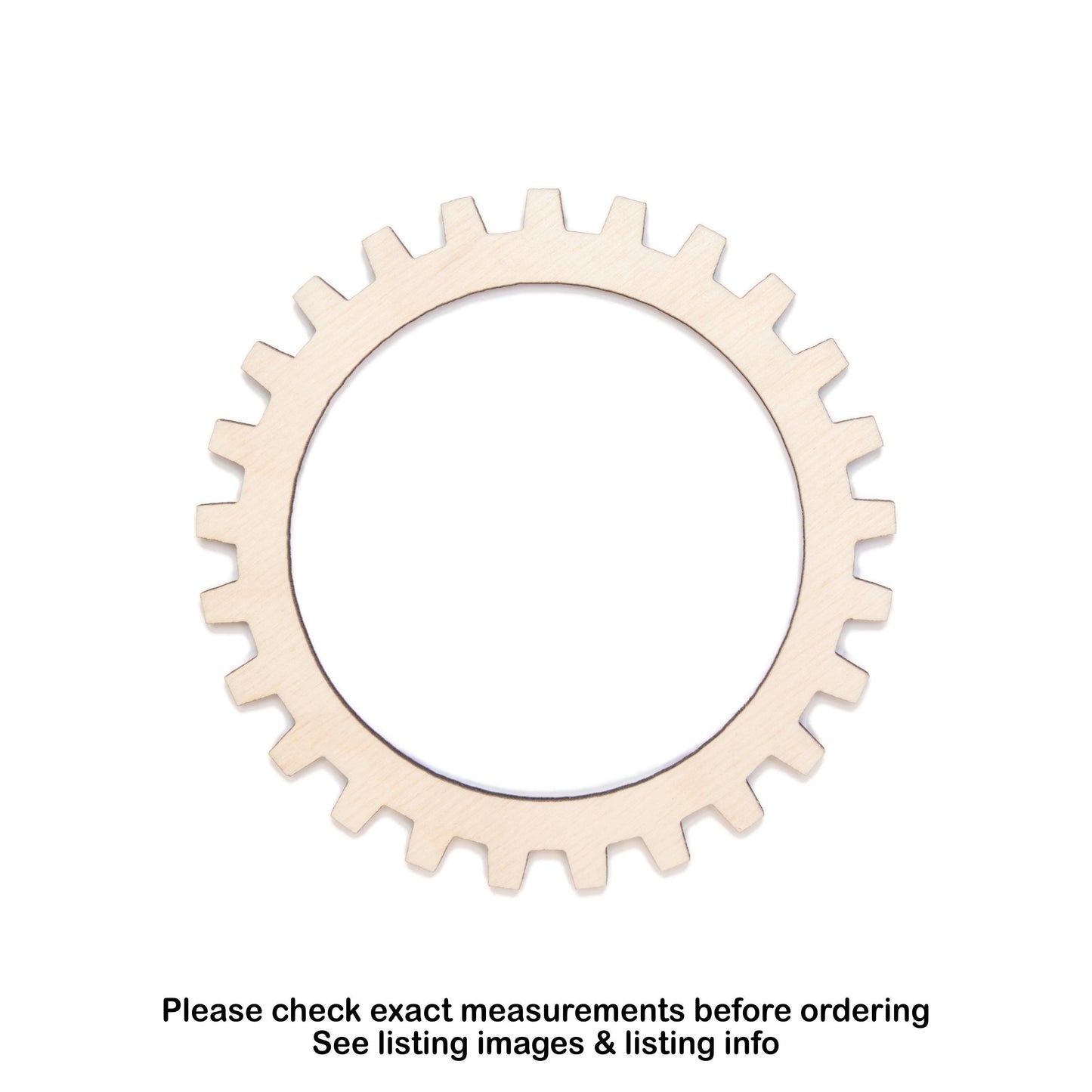 Open Gear Wood Cutout - Laser Cut Unfinished Craft Shape - Multiple Sizes