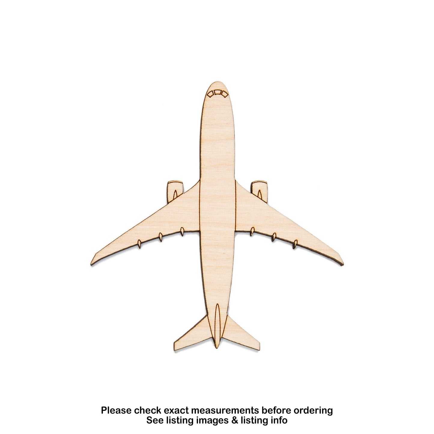 Airliner Detailed Wood Cutout - Laser Cut Unfinished Craft Shape - Multiple Sizes