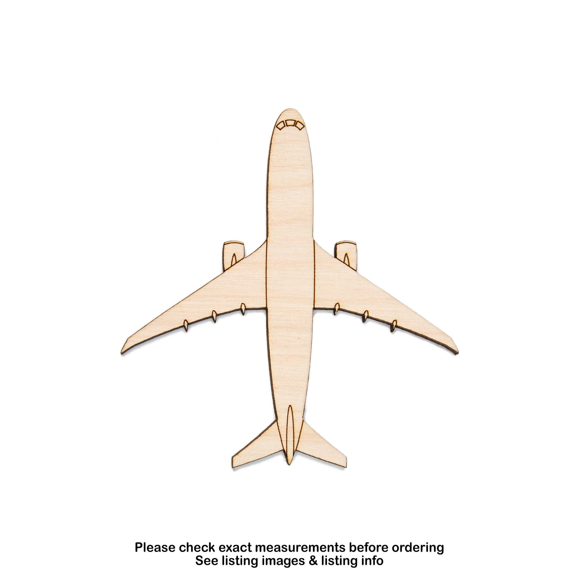 Airliner Detailed Wood Cutout - Laser Cut Unfinished Craft Shape - Multiple Sizes