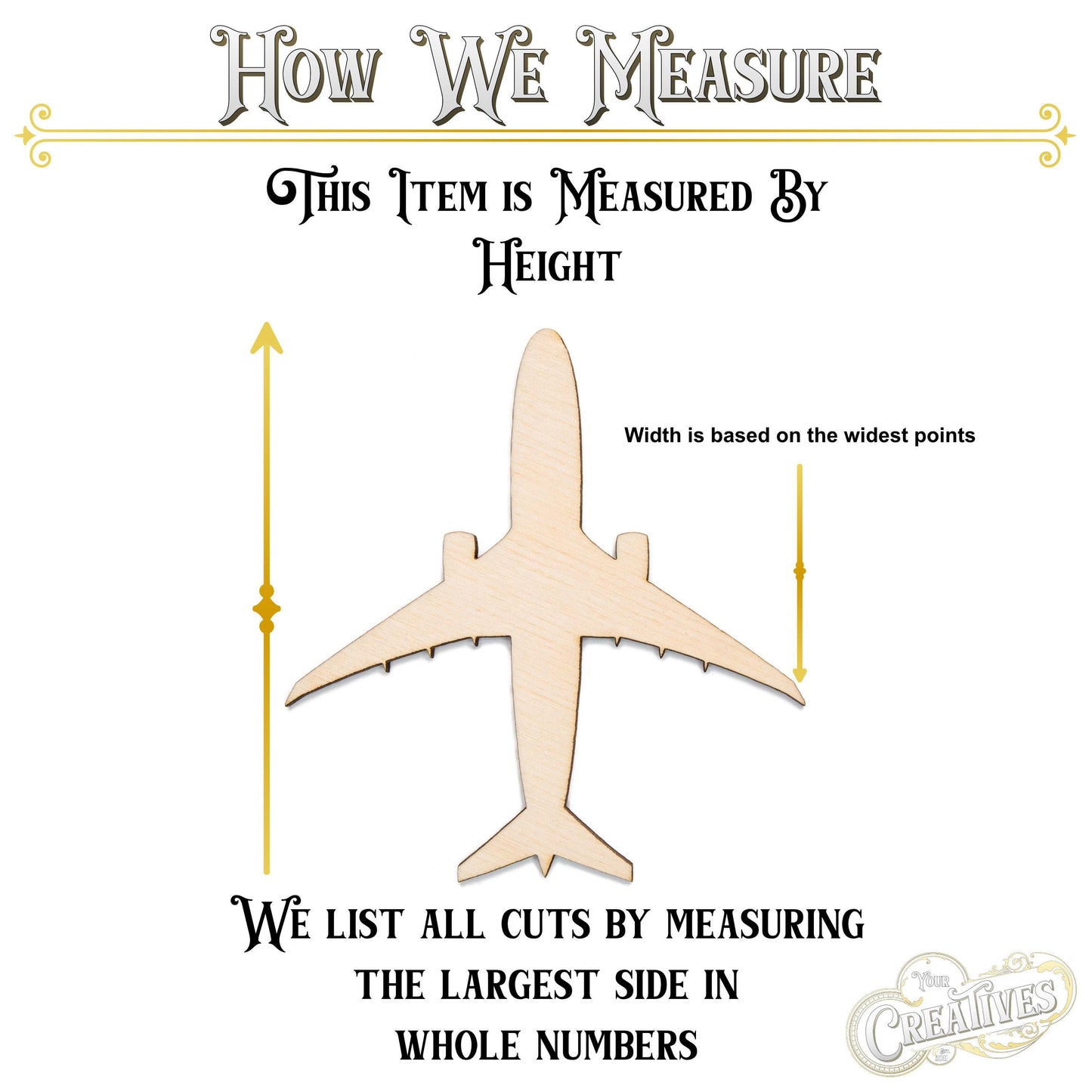 Airliner Blank Wood Cutout - Laser Cut Unfinished Craft Shape - Multiple Sizes