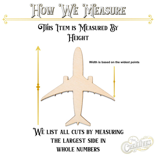 Airliner Blank Wood Cutout - Laser Cut Unfinished Craft Shape - Multiple Sizes