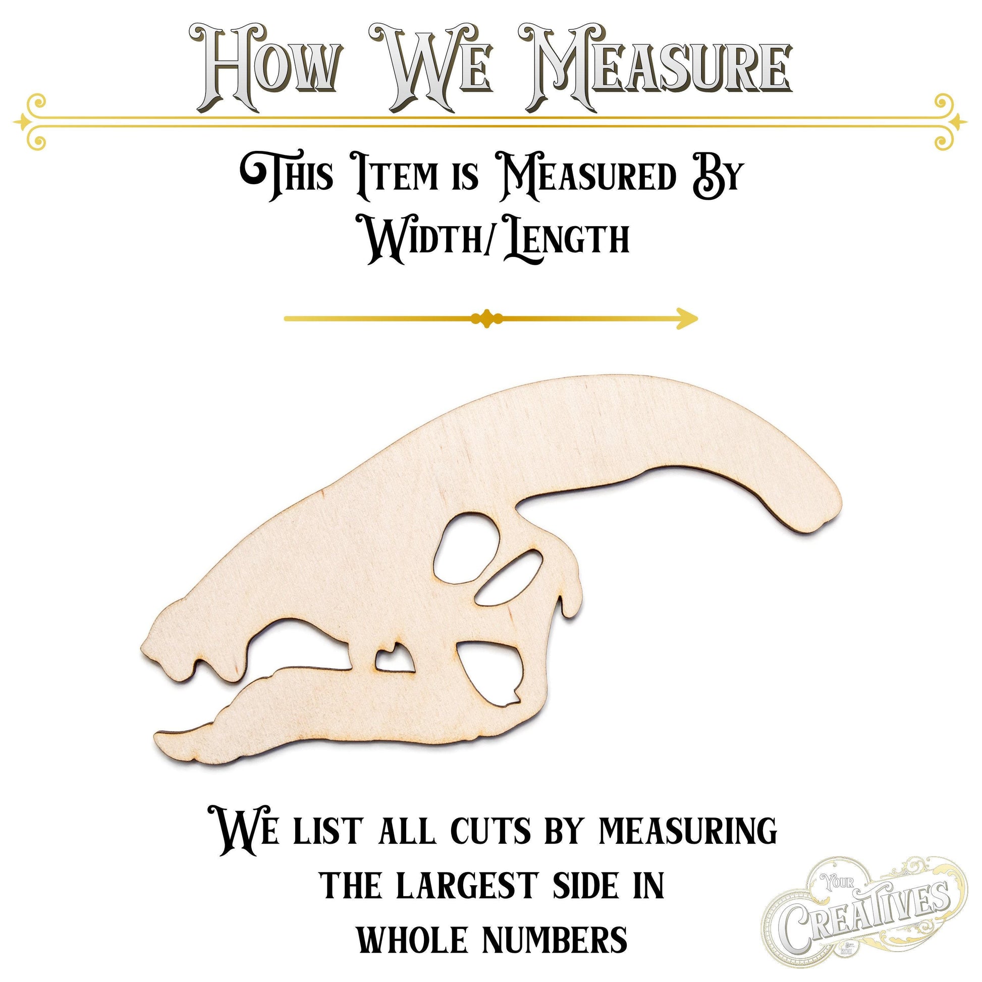 Parasaurolophus Dinosaur Skull Blank Wood Cutout - Laser Cut Unfinished Craft Shape - Multiple Sizes