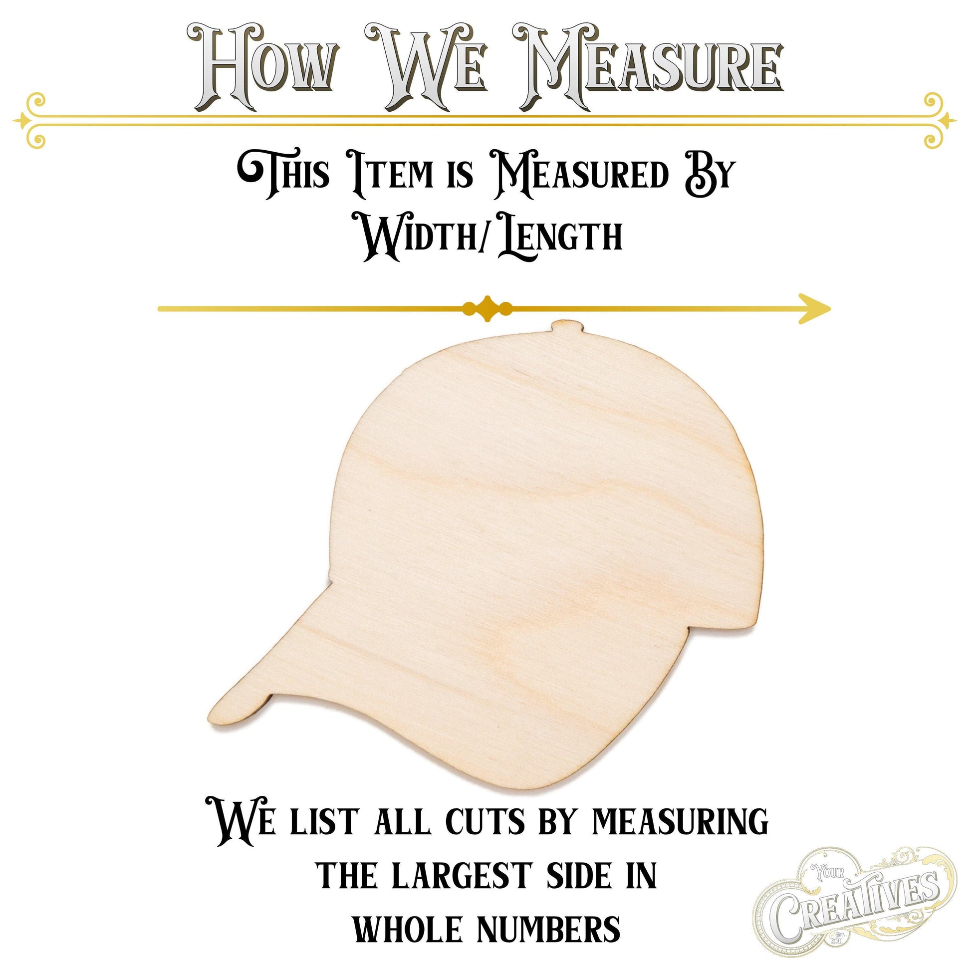 Baseball Cap Angle Blank Wood Cutout - Laser Cut Unfinished Craft Shape - Multiple Sizes
