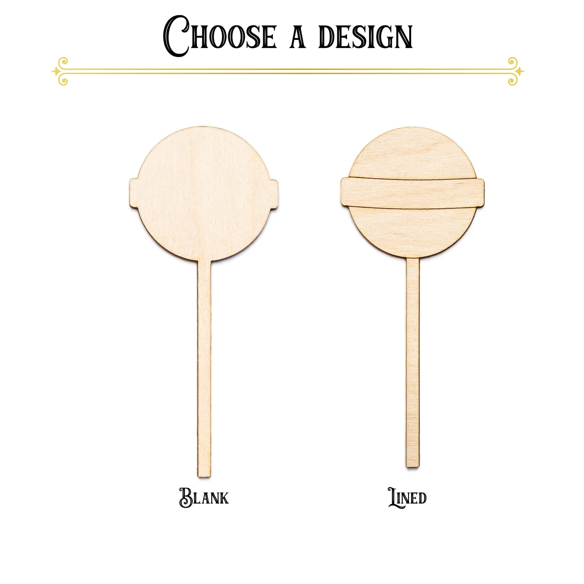 Lollipop Banded Wood Cutout - Laser Cut Unfinished Craft Shape - Multiple Sizes