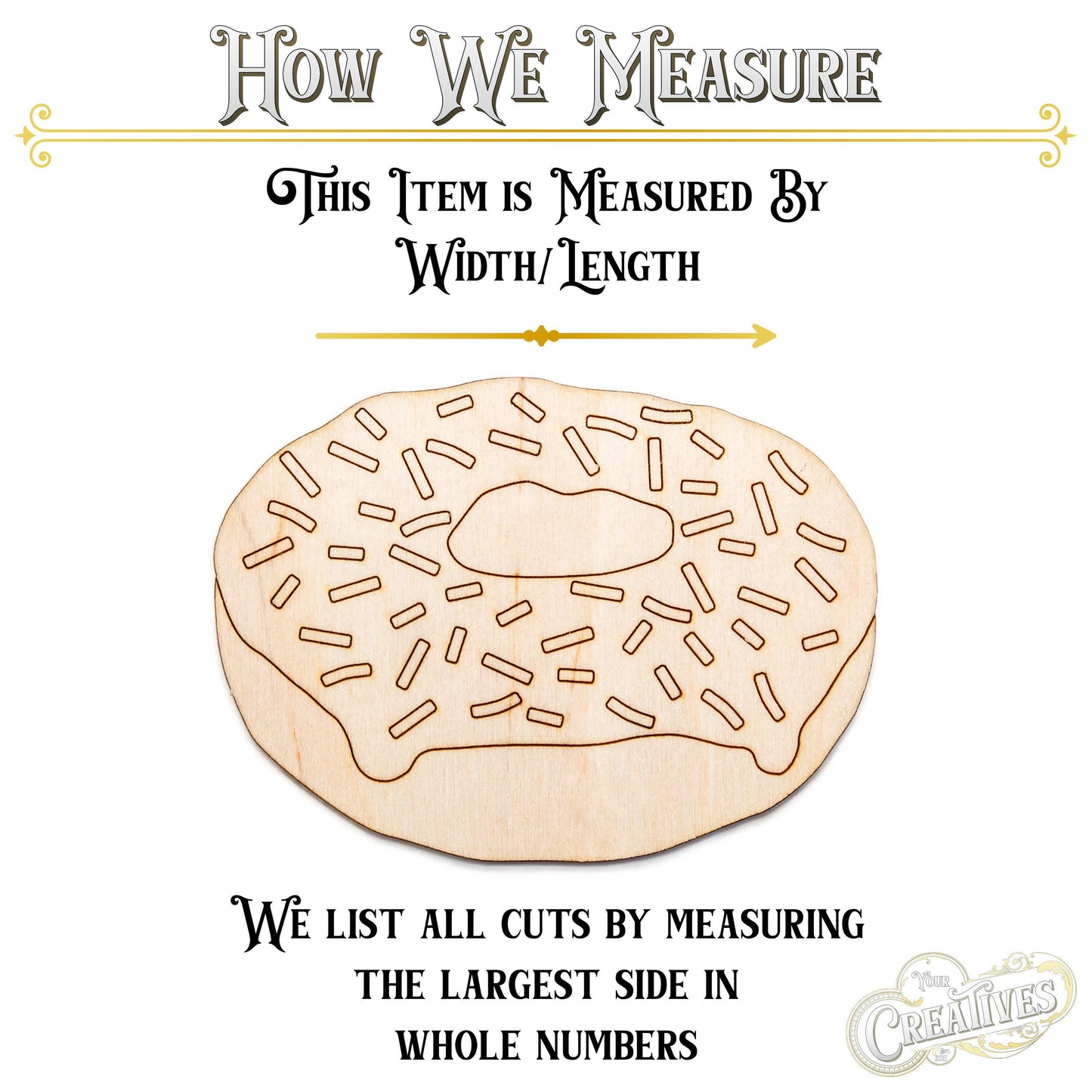 Sprinkle Donut Side View Detailed Wood Cutout - Laser Cut Unfinished Craft Shape - Multiple Sizes