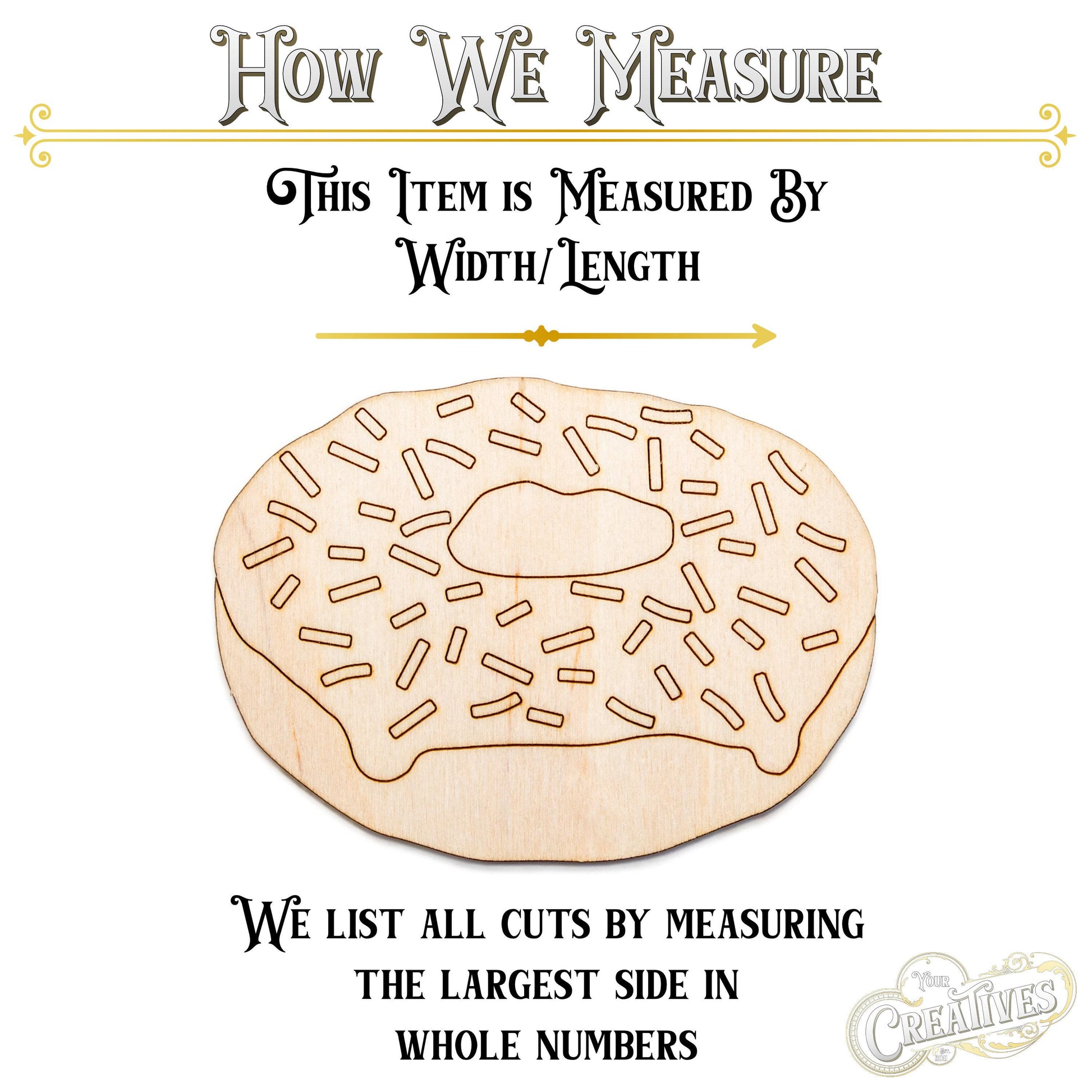 Sprinkle Donut Side View Detailed Wood Cutout - Laser Cut Unfinished Craft Shape - Multiple Sizes