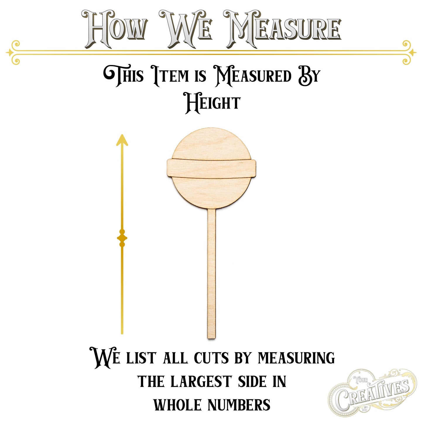 Lollipop Banded Wood Cutout - Laser Cut Unfinished Craft Shape - Multiple Sizes