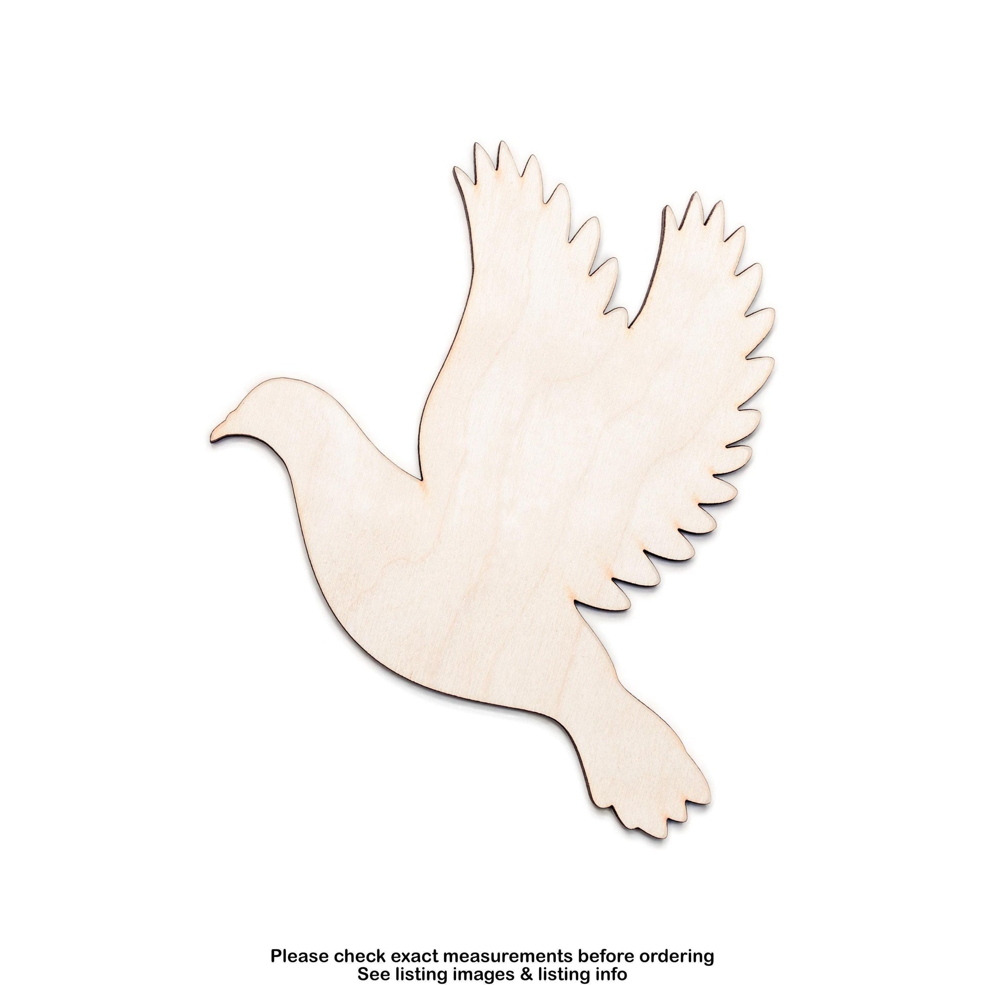 Dove Blank Wood Cutout - Laser Cut Unfinished Craft Shape - Multiple Sizes