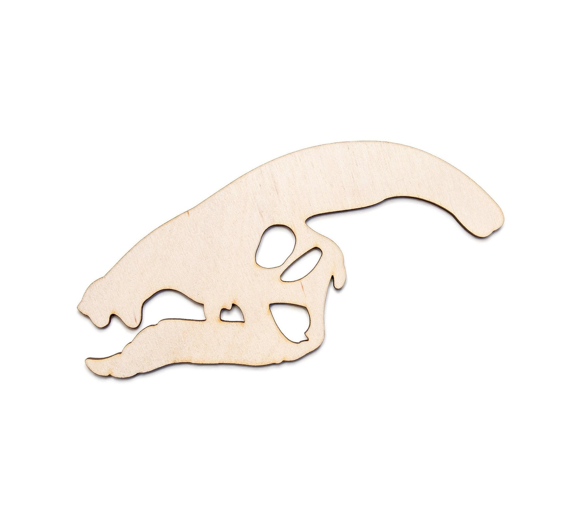 Parasaurolophus Dinosaur Skull Blank Wood Cutout - Laser Cut Unfinished Craft Shape - Multiple Sizes