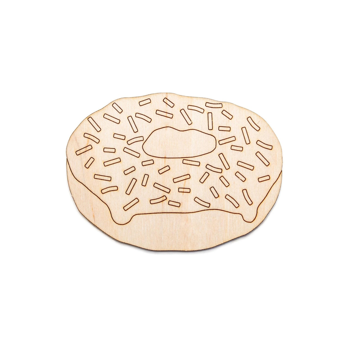 Sprinkle Donut Side View Detailed Wood Cutout - Laser Cut Unfinished Craft Shape - Multiple Sizes