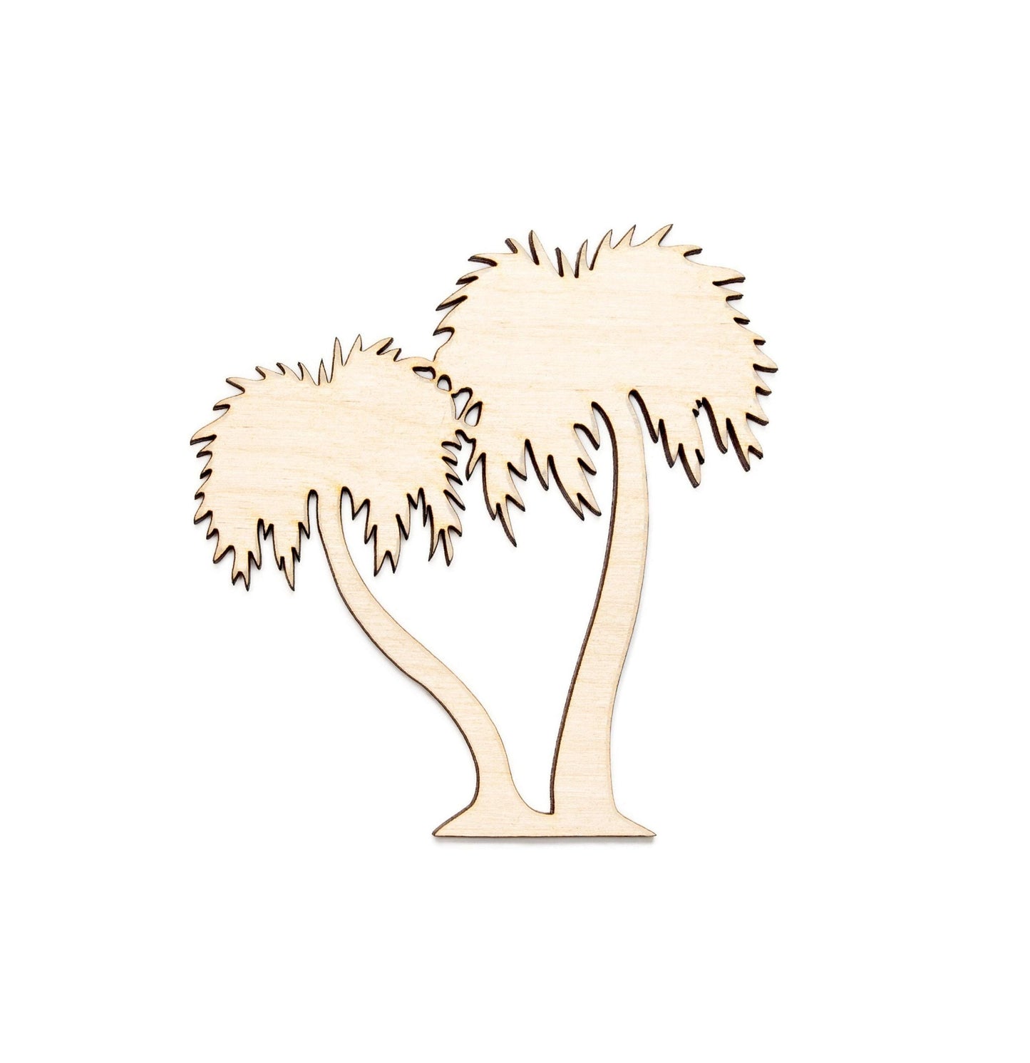California Palm Tree Double Wood Cutout - Laser Cut Unfinished Craft Shape - Multiple Sizes