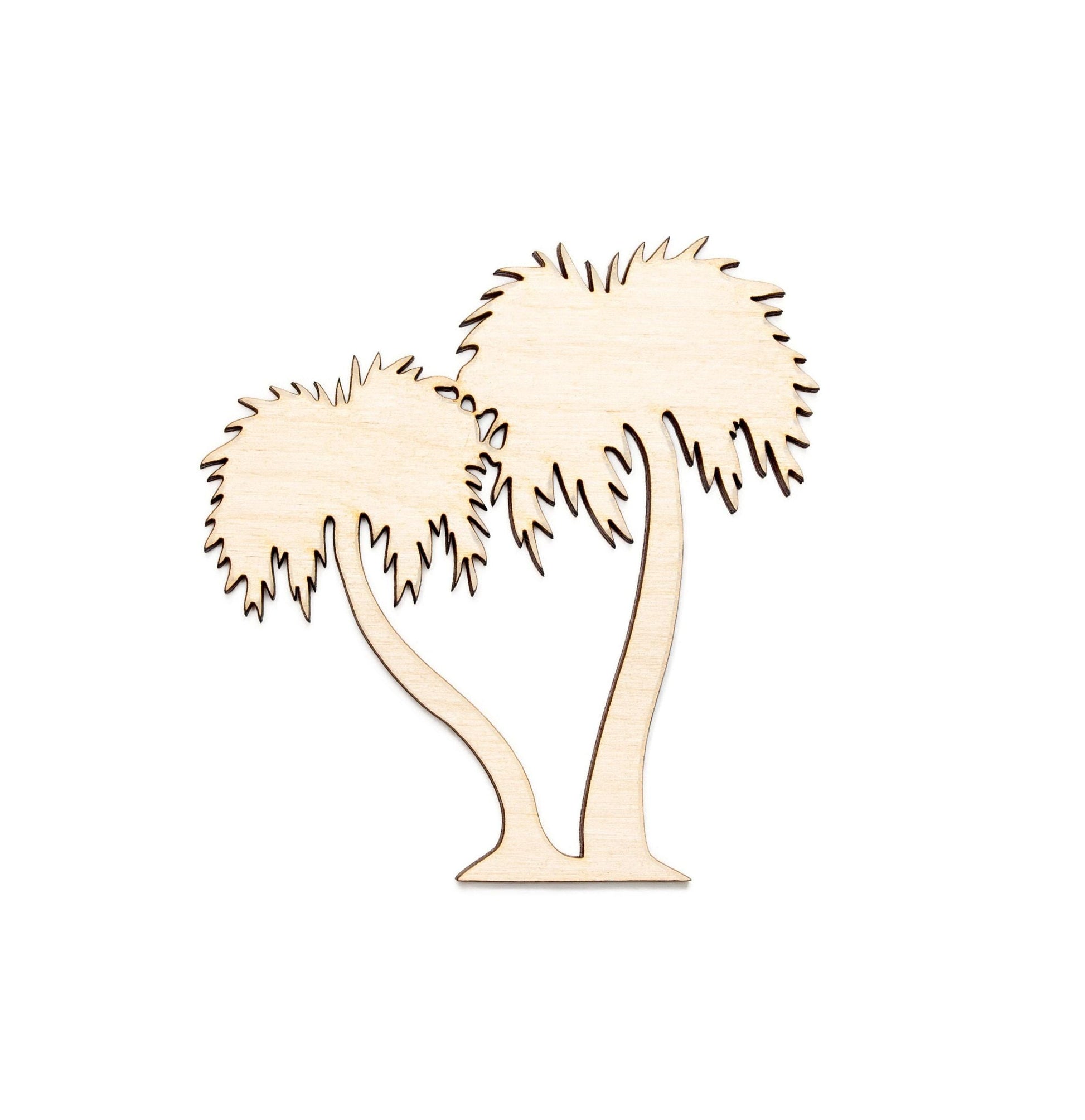 California Palm Tree Double Wood Cutout - Laser Cut Unfinished Craft Shape - Multiple Sizes