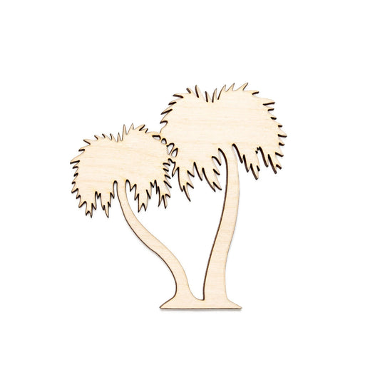 California Palm Tree Double Wood Cutout - Laser Cut Unfinished Craft Shape - Multiple Sizes