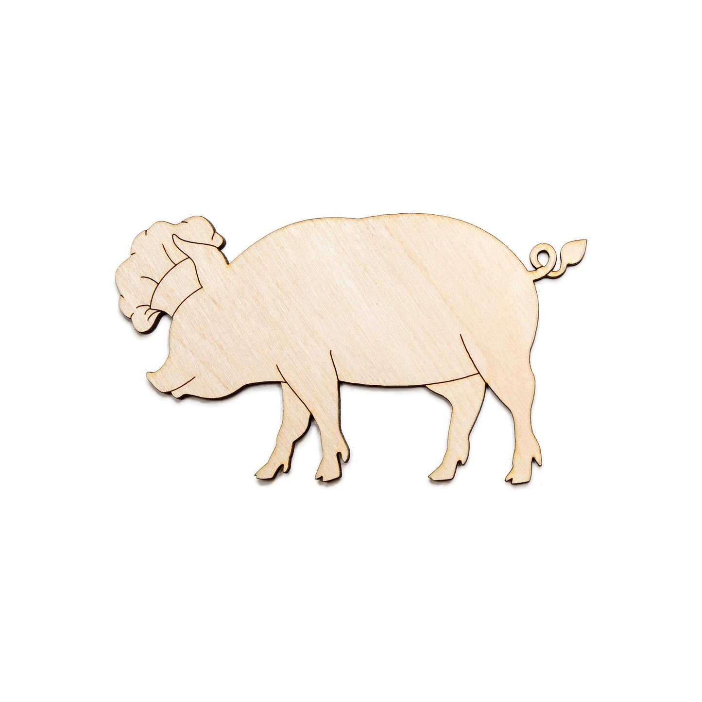 BBQ Pig Wood Cutout - Laser Cut Unfinished Craft Shape - Multiple Sizes