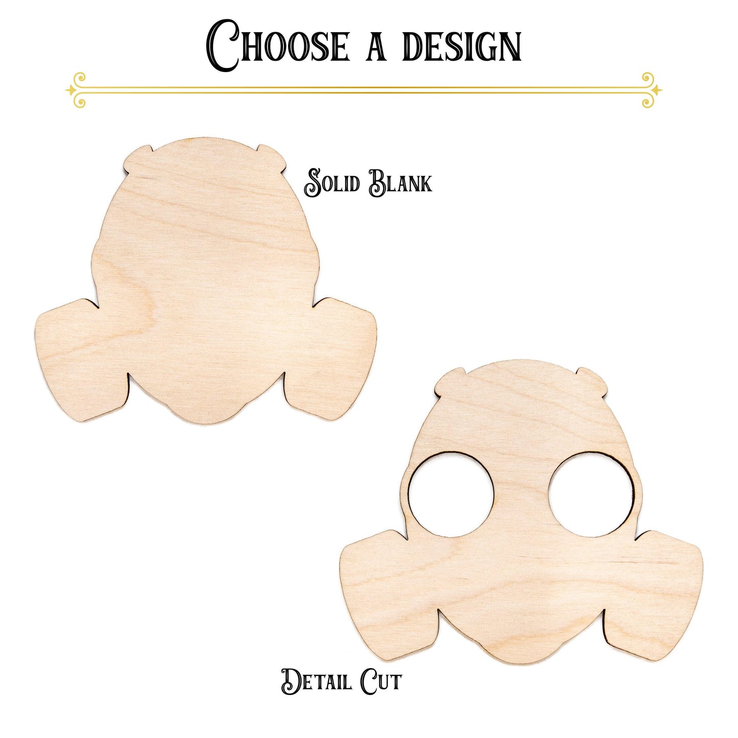 Gas Mask Blank Wood Cutout - Laser Cut Unfinished Craft Shape - Multiple Sizes