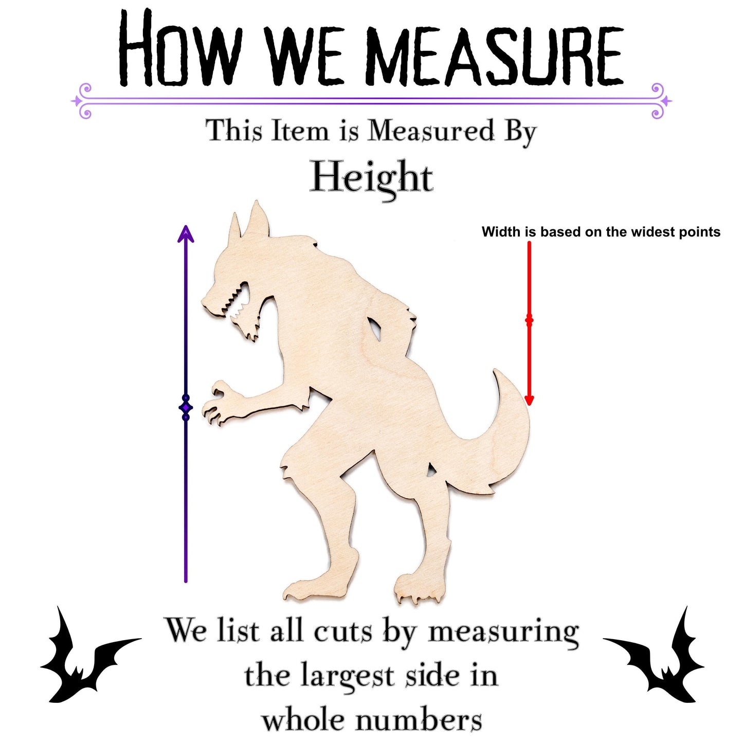 Werewolf Blank Blank Wood Cutout - Laser Cut Unfinished Craft Shape - Multiple Sizes