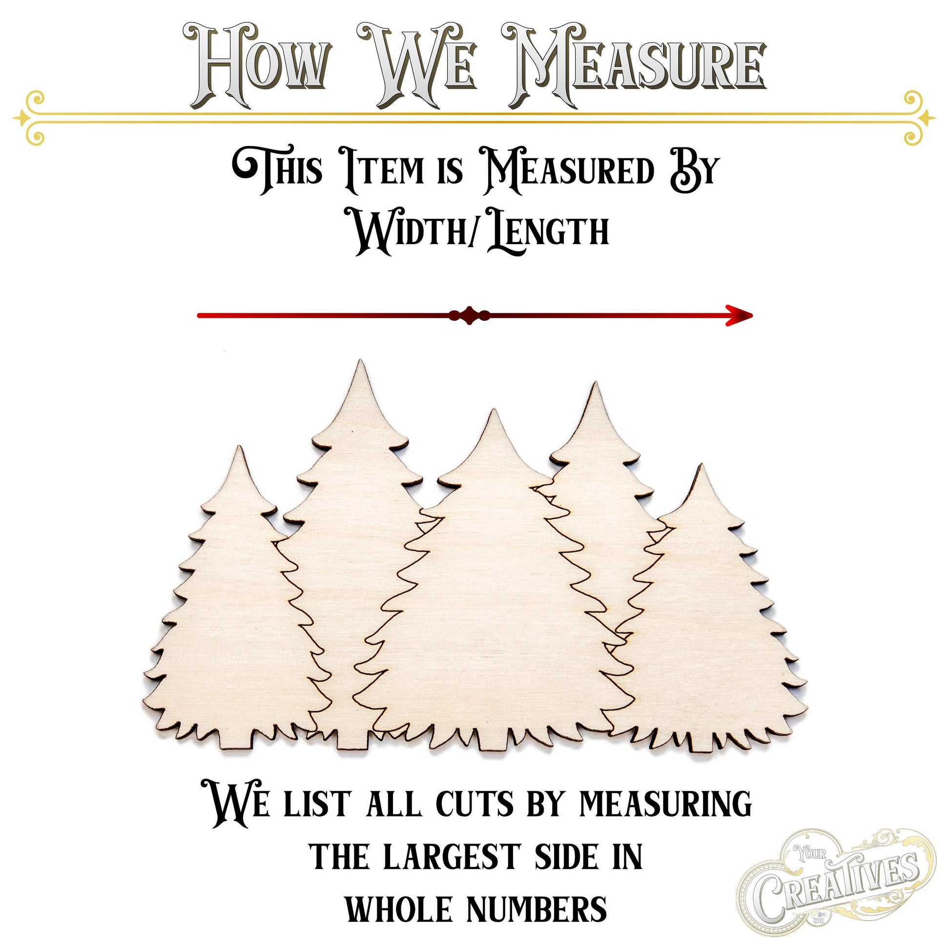 Pine Trees Bunch Detailed Wood Cutout - Laser Cut Unfinished Craft Shape - Multiple Sizes