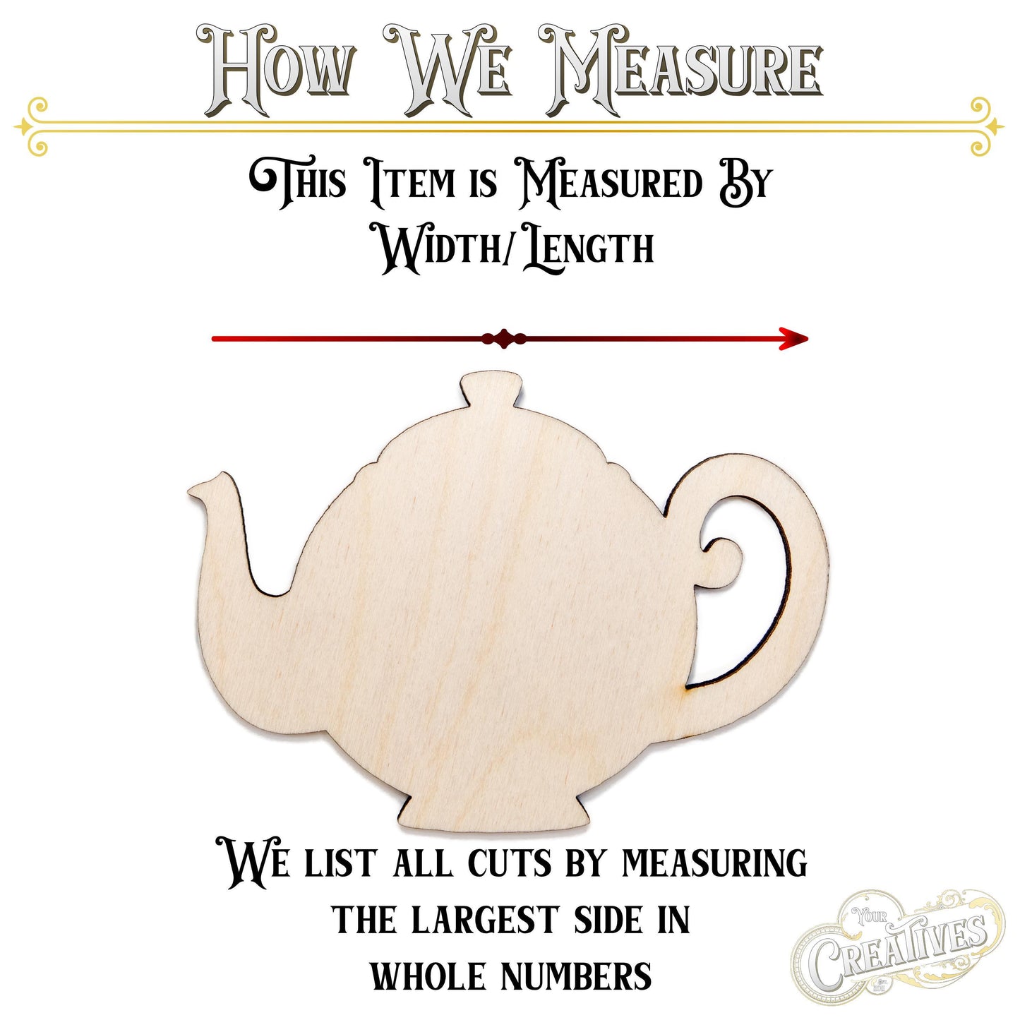 Teapot Blank Wood Cutout - Laser Cut Unfinished Craft Shape - Multiple Sizes