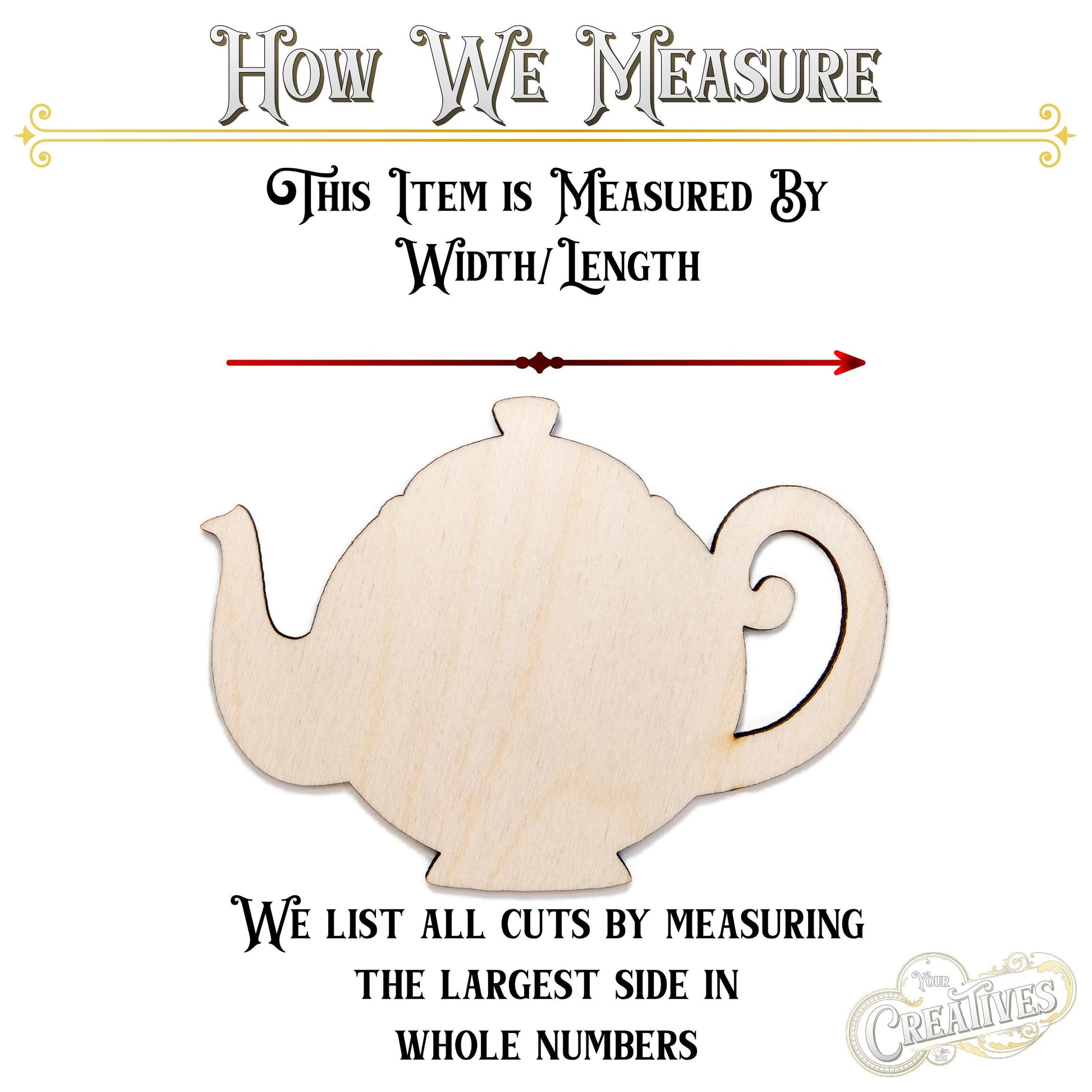 Teapot Blank Wood Cutout - Laser Cut Unfinished Craft Shape - Multiple Sizes