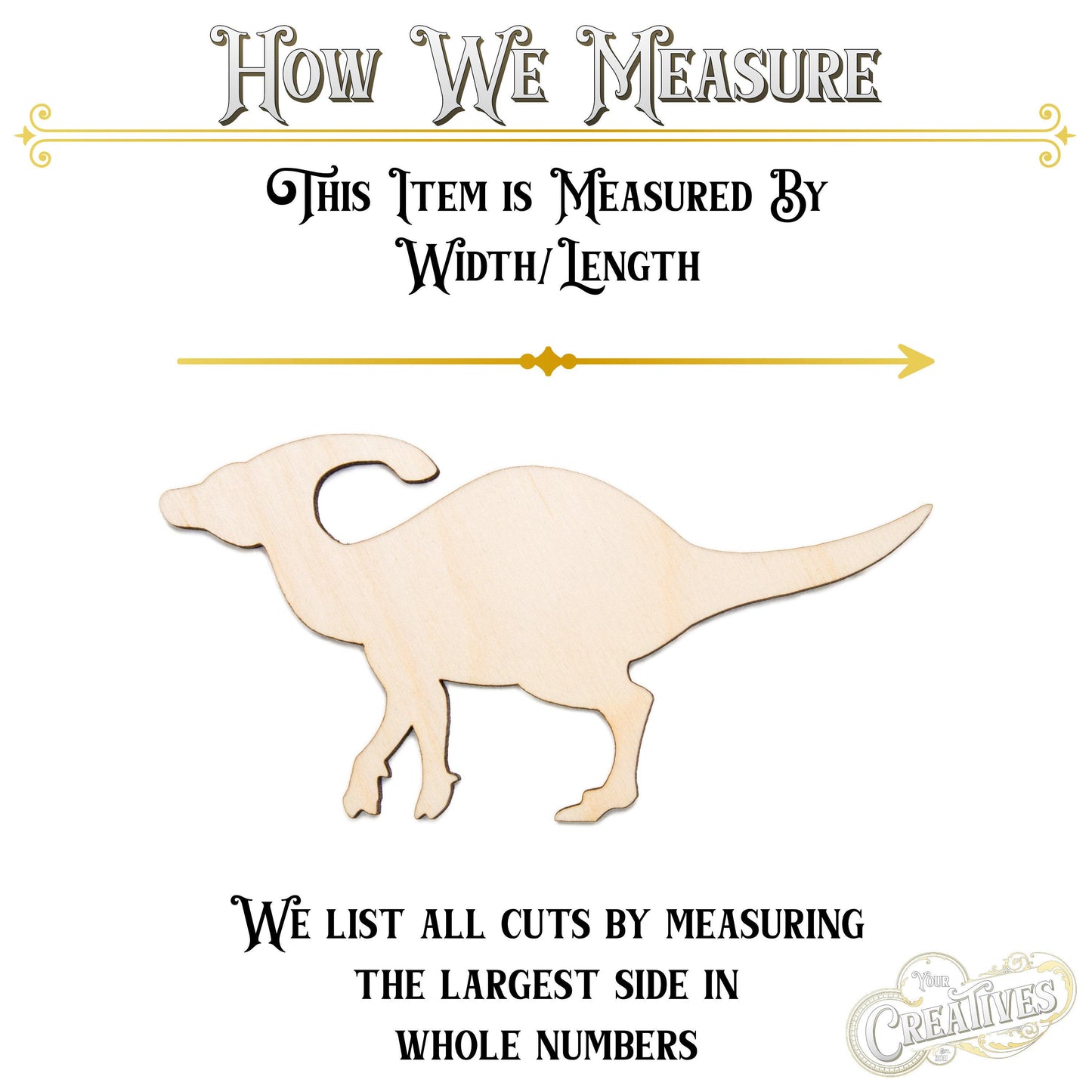 Parasaurolophus Dinosaur Blank Wood Cutout - Laser Cut Unfinished Craft Shape - Multiple Sizes