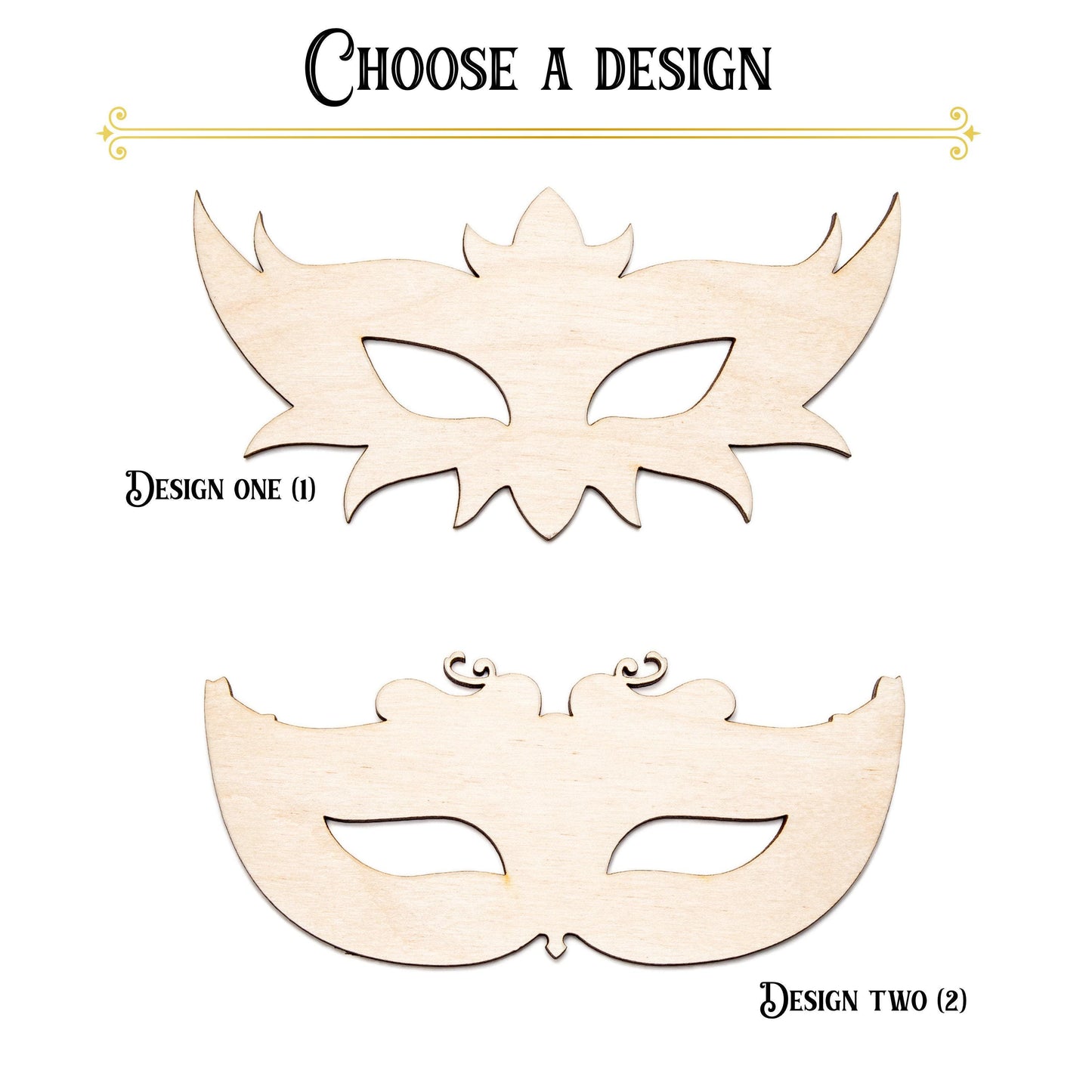 Masquerade Eye Mask Blank Wood Cutout - Laser Cut Unfinished Craft Shape - Multiple Sizes