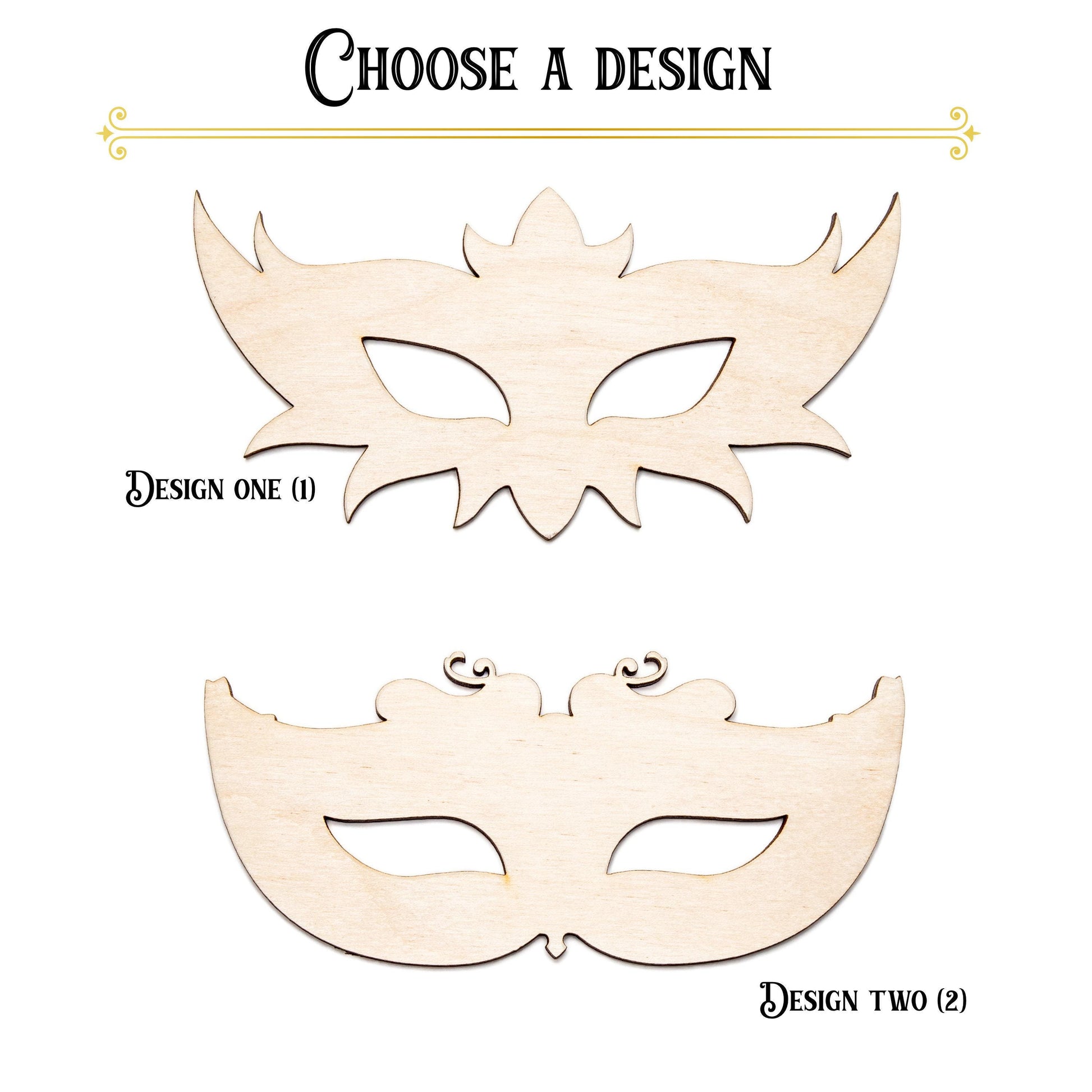 Masquerade Eye Mask Blank Wood Cutout - Laser Cut Unfinished Craft Shape - Multiple Sizes