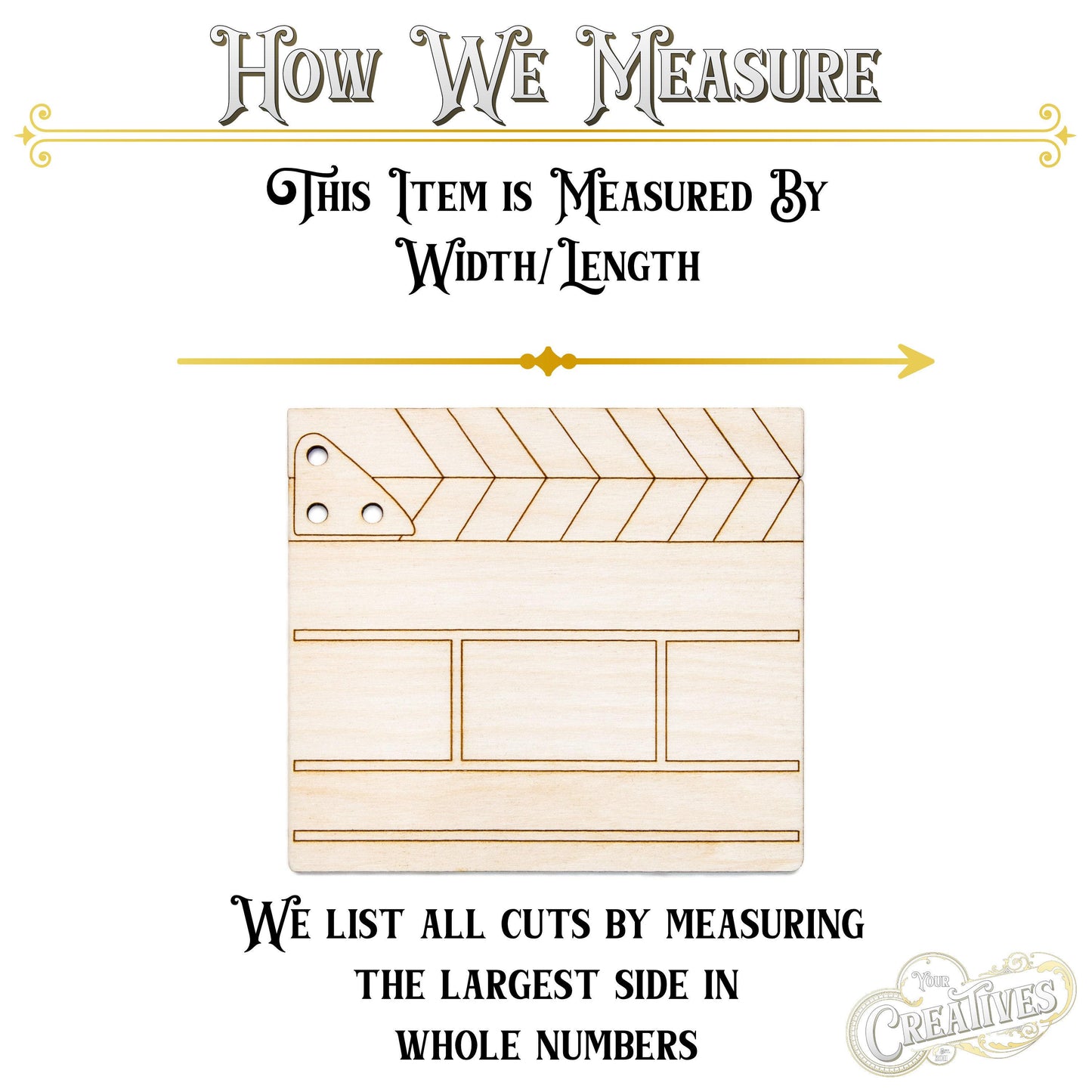 Film Clapper Board Closed Wood Cutout - Laser Cut Unfinished Craft Shape - Multiple Sizes