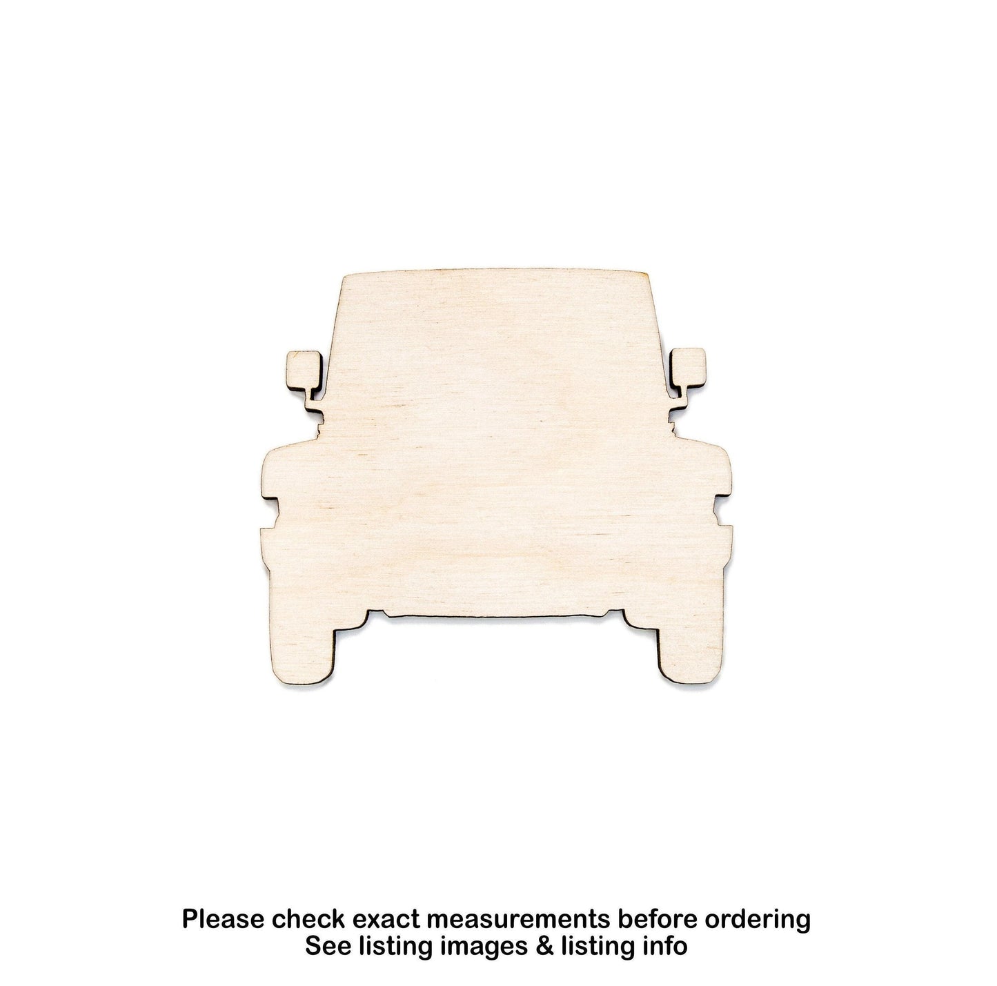 Off Road Vehicle Front View Blank Wood Cutout - Laser Cut Unfinished Craft Shape - Multiple Sizes