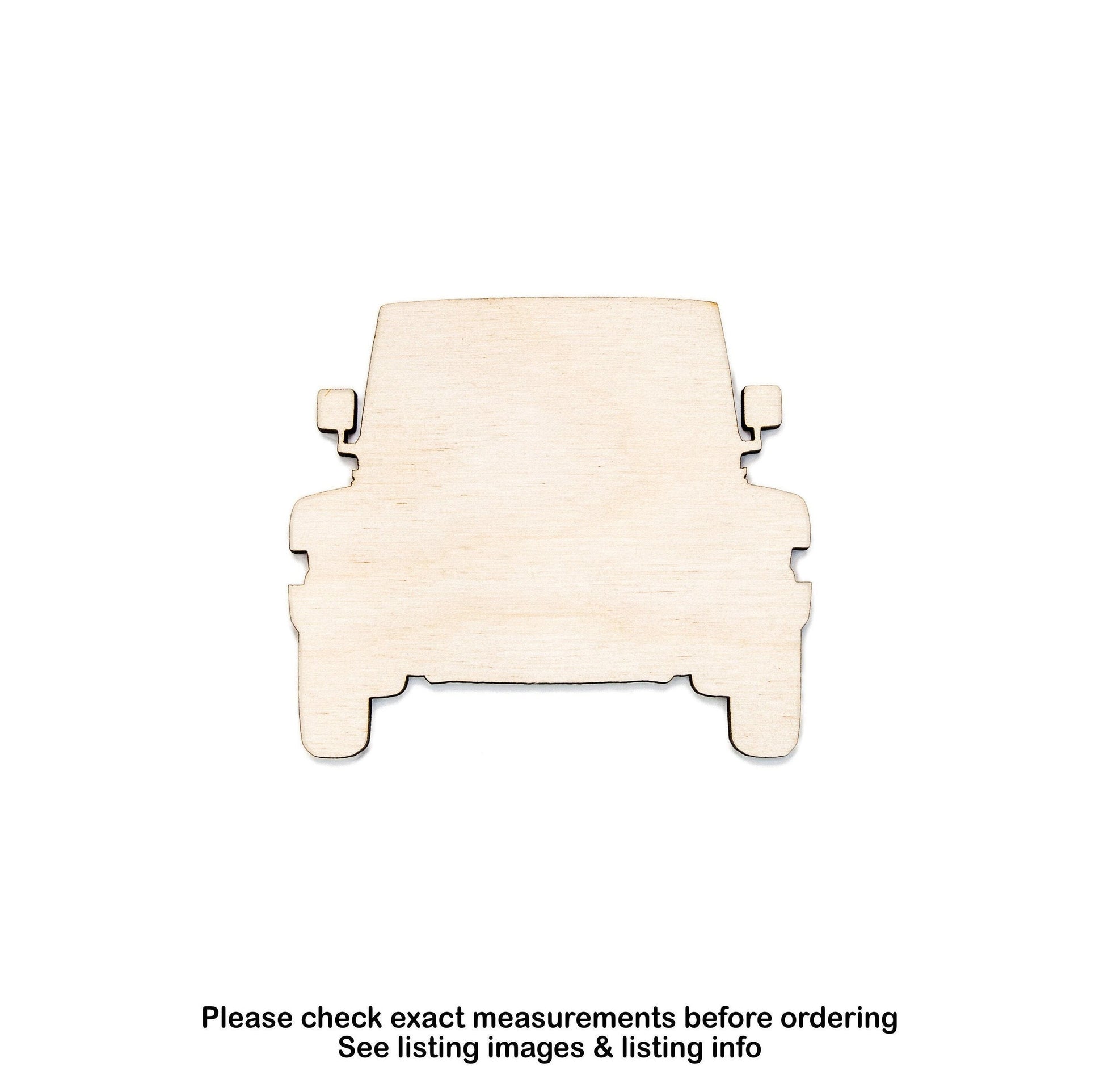 Off Road Vehicle Front View Blank Wood Cutout - Laser Cut Unfinished Craft Shape - Multiple Sizes