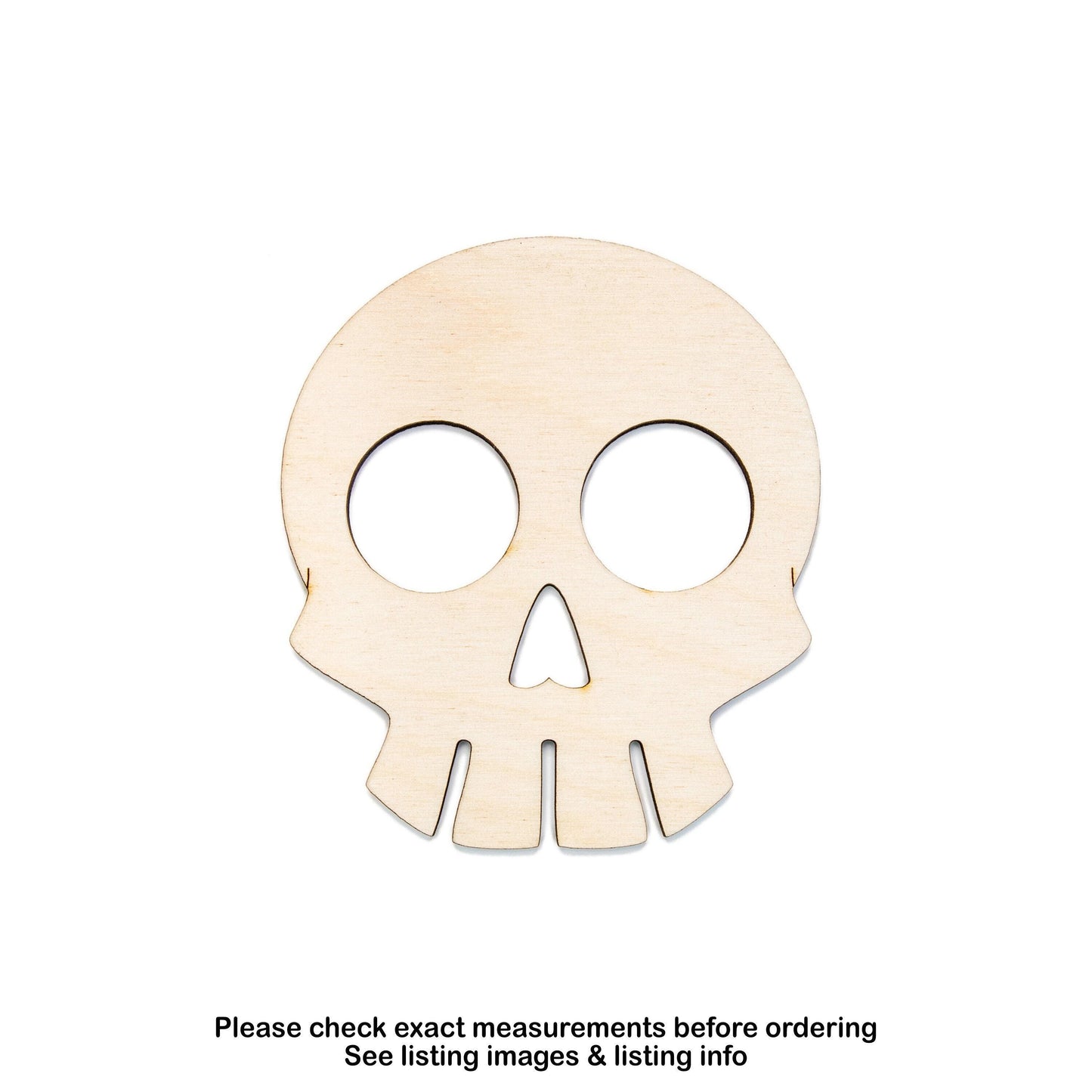 Skull Cartoon Wood Cutout - Laser Cut Unfinished Craft Shape - Multiple Sizes
