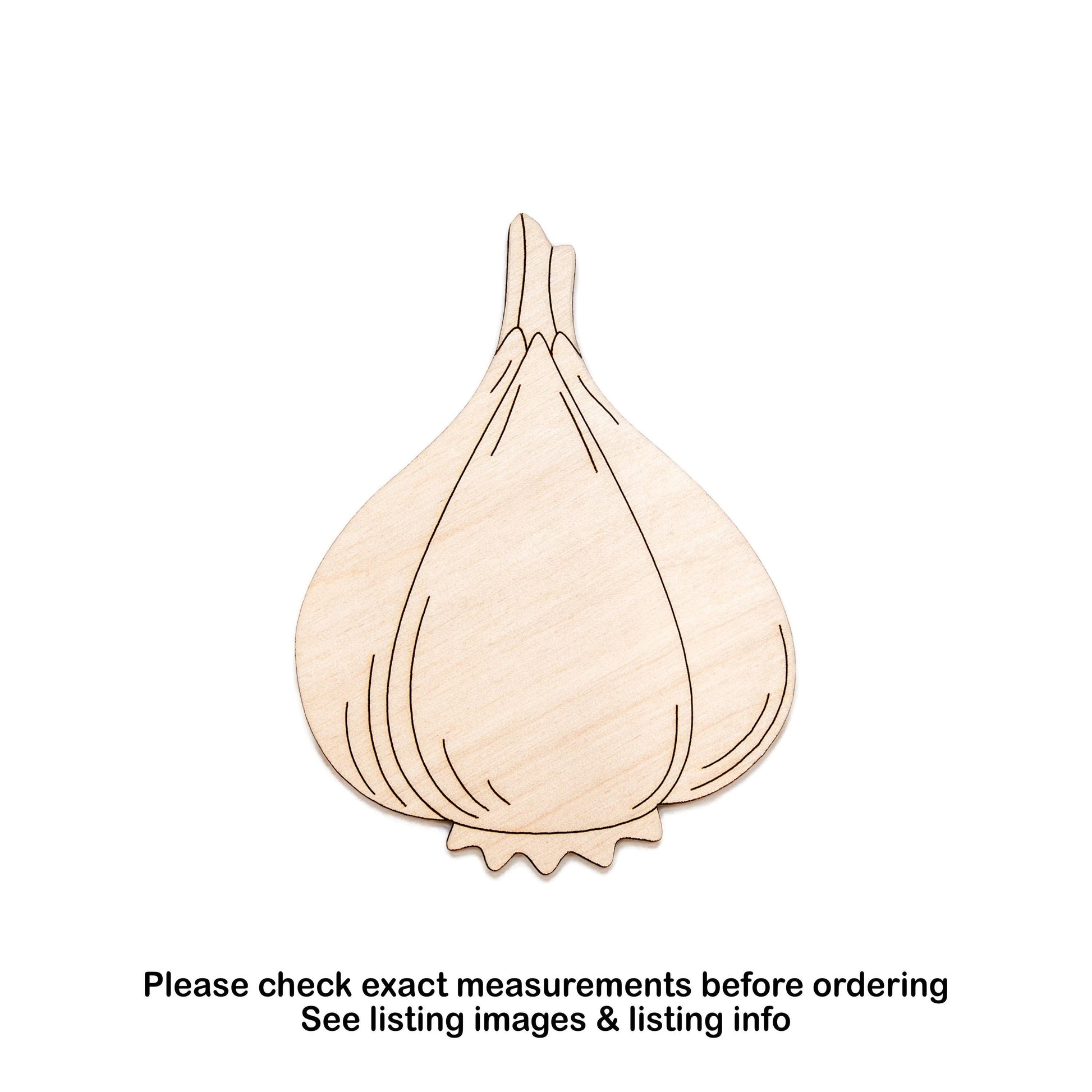 Garlic Bulb Detailed Wood Cutout - Laser Cut Unfinished Craft Shape - Multiple Sizes