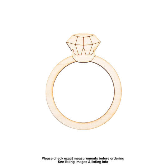 Diamond Ring Wood Cutout - Laser Cut Unfinished Craft Shape - Multiple Sizes