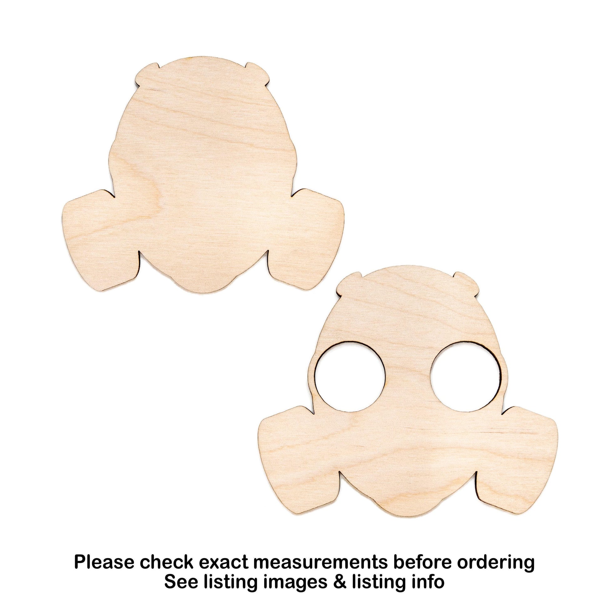 Gas Mask Blank Wood Cutout - Laser Cut Unfinished Craft Shape - Multiple Sizes