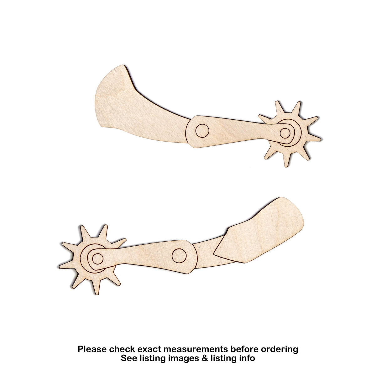 Cowboy Spur Detailed Wood Cutout - Laser Cut Unfinished Craft Shape - Multiple Sizes
