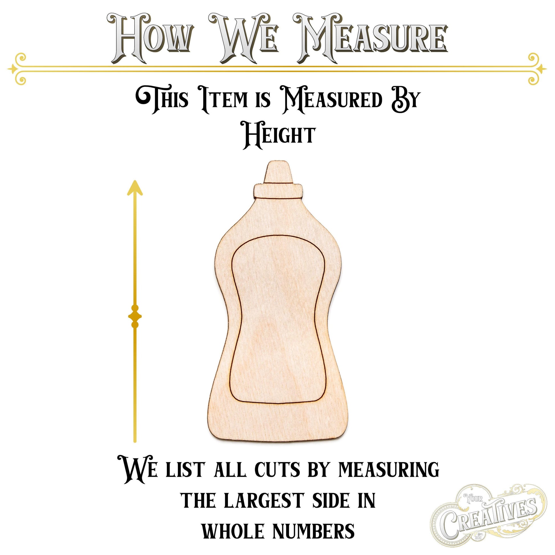 Mustard Bottle Detailed Wood Cutout - Laser Cut Unfinished Craft Shape - Multiple Sizes