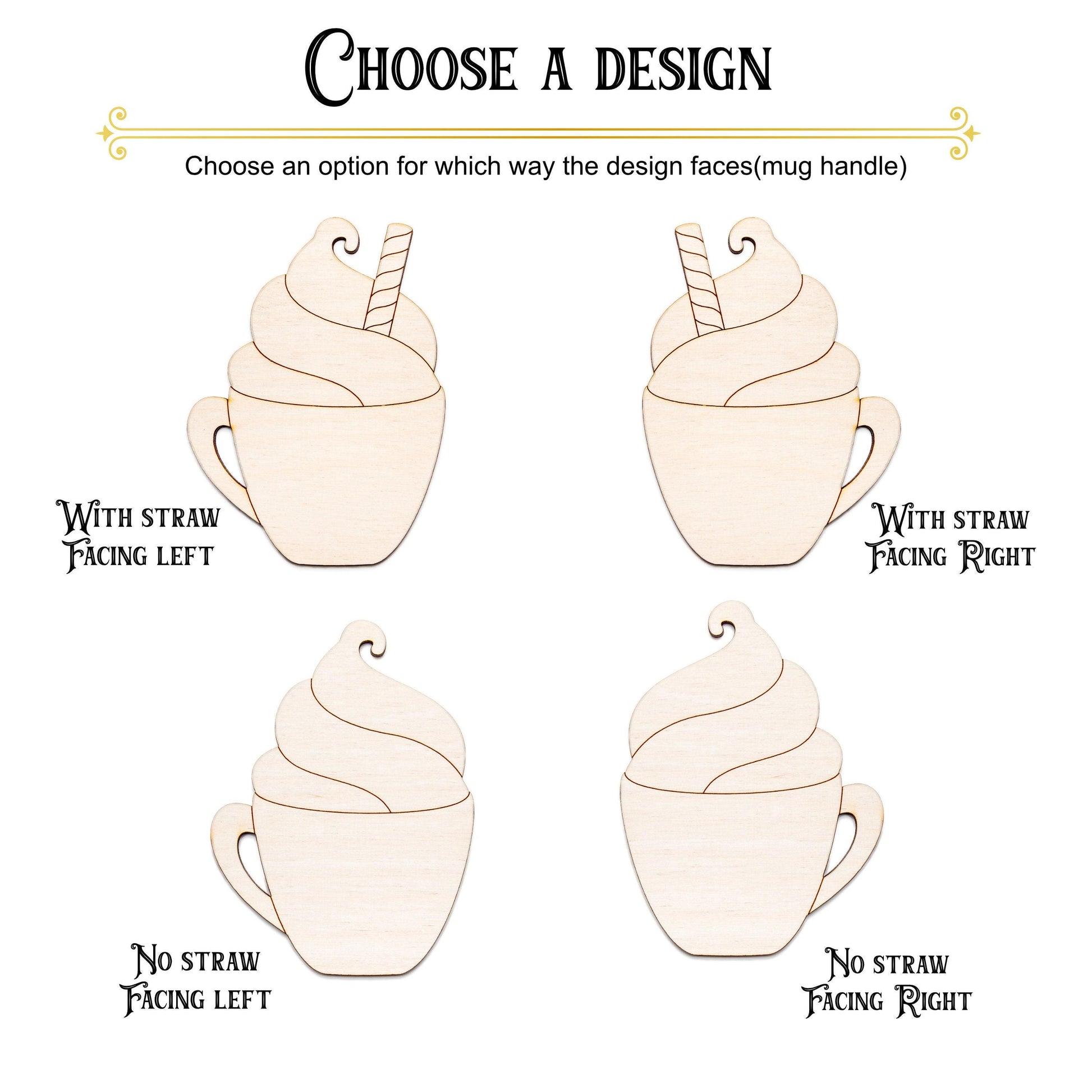 Hot Chocolate Wood Cutout - Laser Cut Unfinished Craft Shape - Multiple Sizes