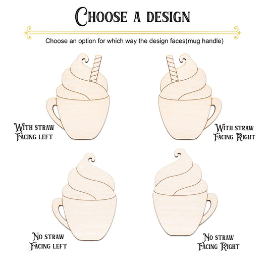 Hot Chocolate Wood Cutout - Laser Cut Unfinished Craft Shape - Multiple Sizes