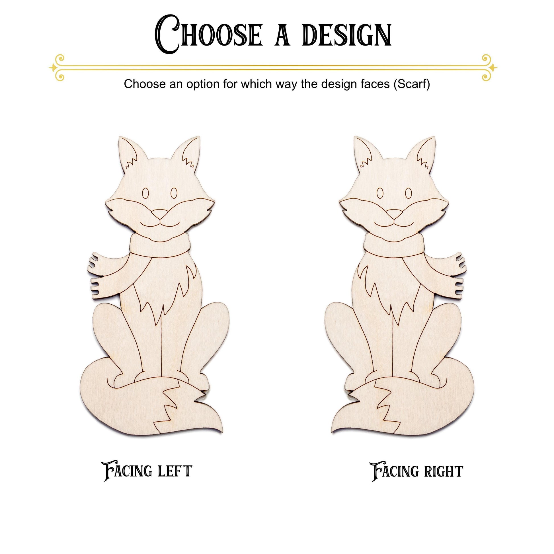 Cute Winter Fox Wood Cutout - Laser Cut Unfinished Craft Shape - Multiple Sizes