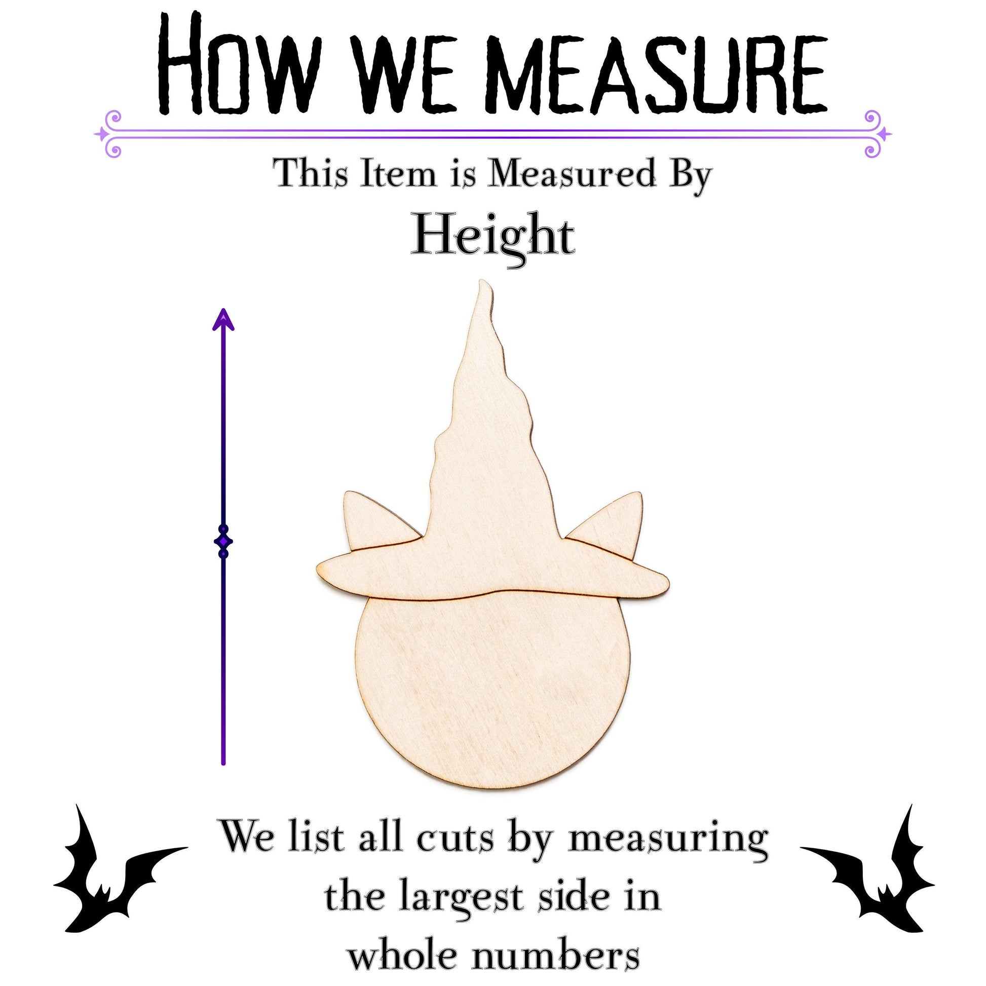 Cat Witch Wood Cutout - Laser Cut Unfinished Craft Shape - Multiple Sizes