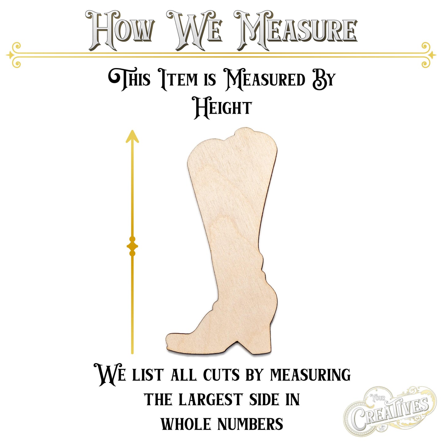 Cowgirl Boot Blank Wood Cutout - Laser Cut Unfinished Craft Shape - Multiple Sizes