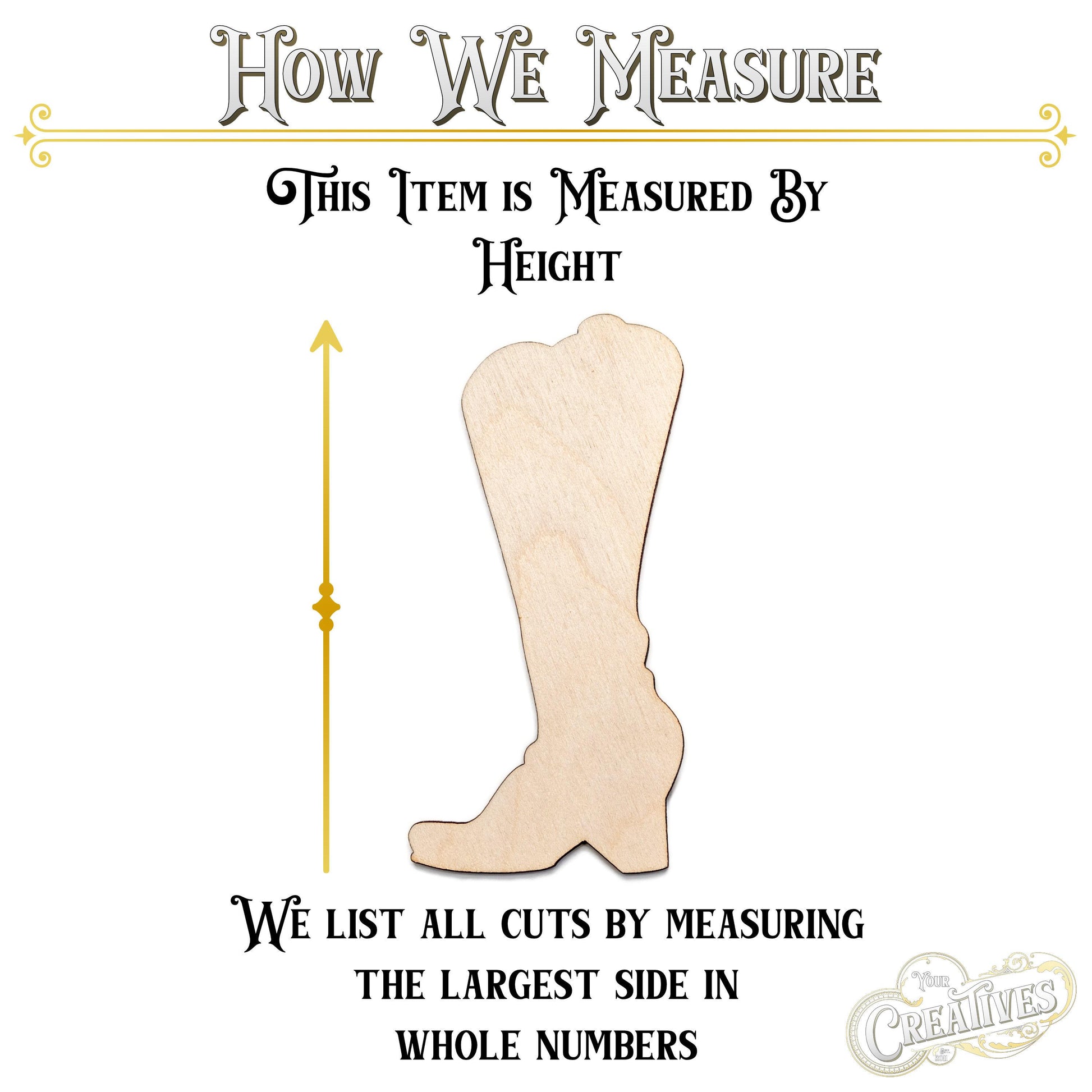 Cowgirl Boot Blank Wood Cutout - Laser Cut Unfinished Craft Shape - Multiple Sizes