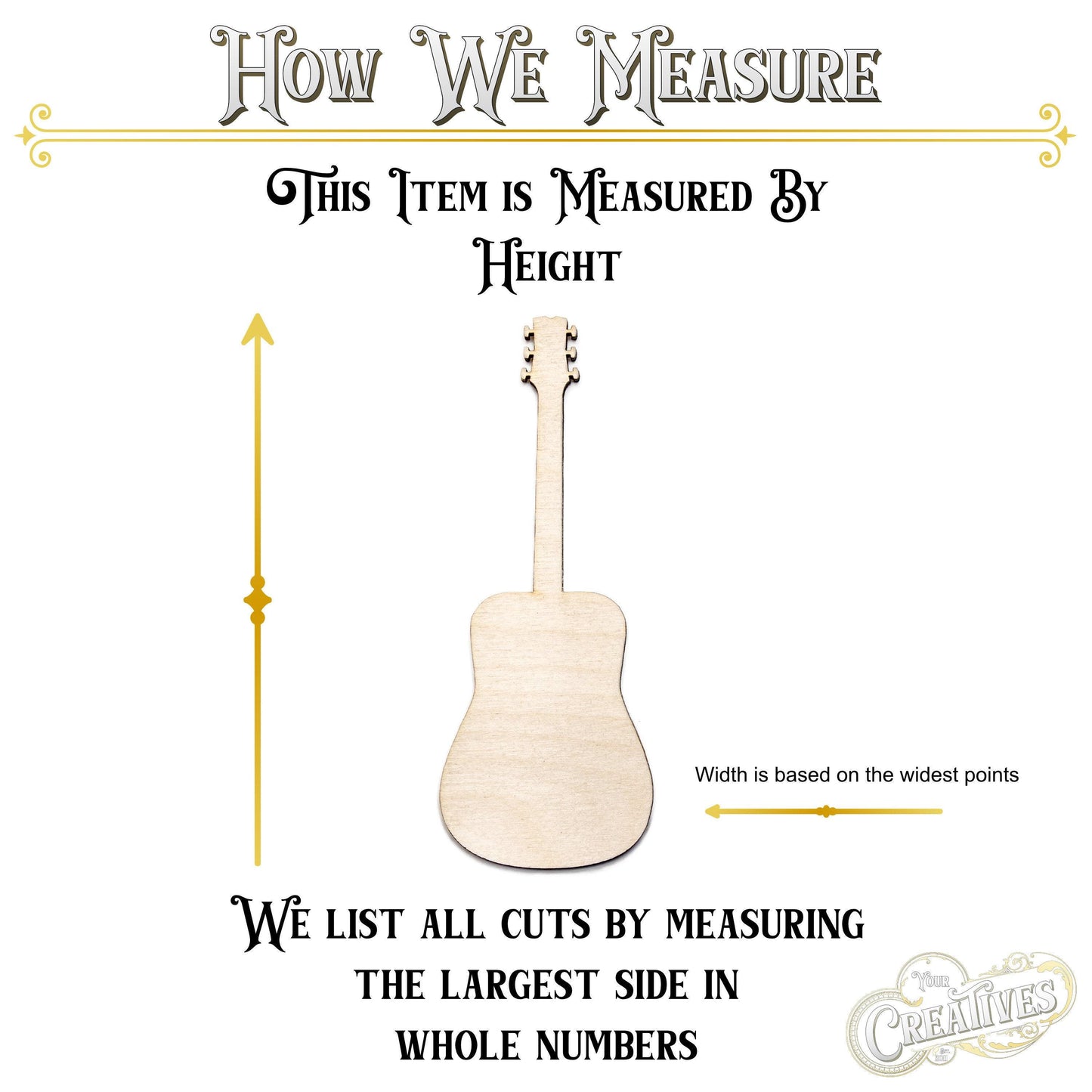 Guitar Blank Wood Cutout - Laser Cut Unfinished Craft Shape - Multiple Sizes